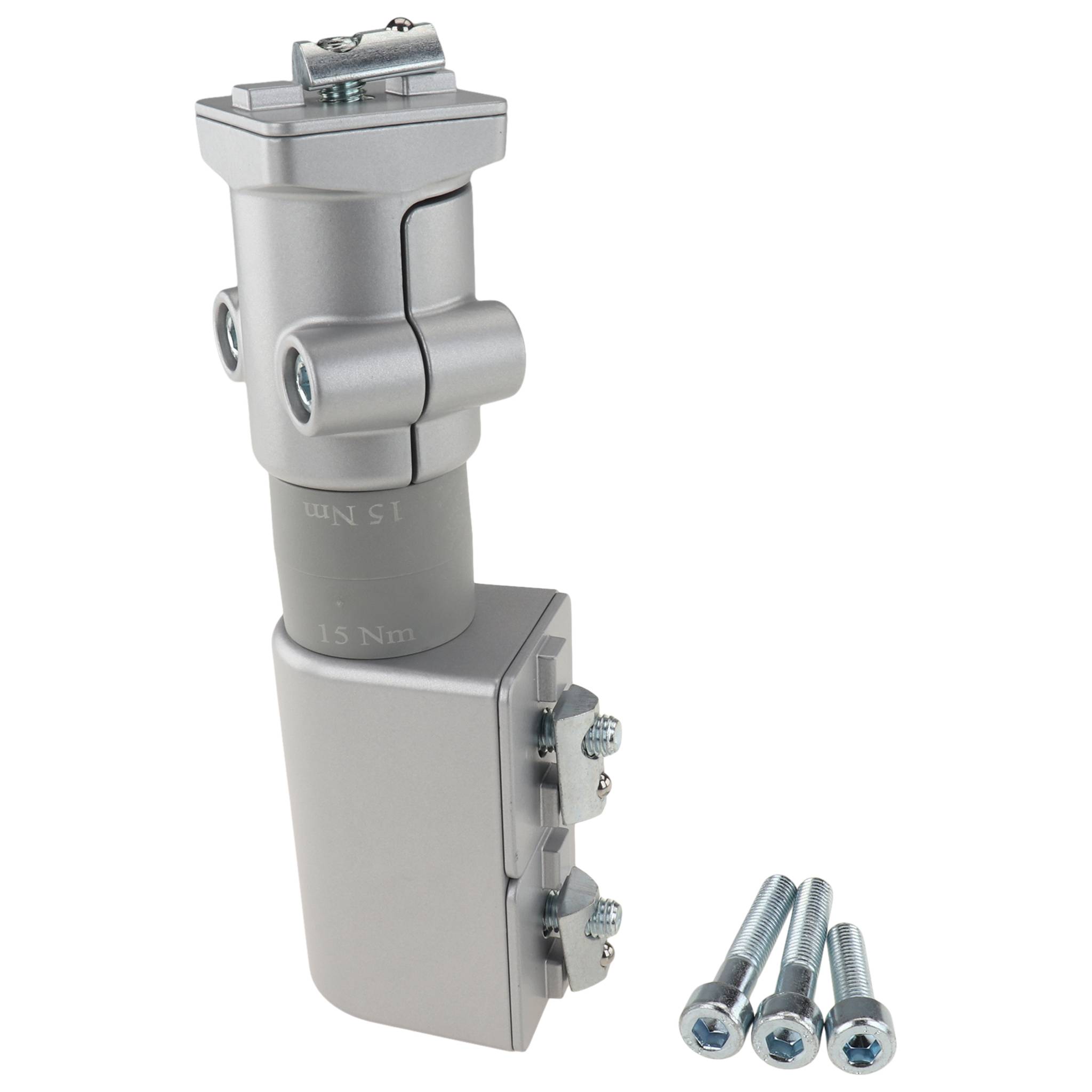 Anschluß-Friktionsgelenk, 40x40x185, Aluminiumdruckguß, lackiert, alufarbig