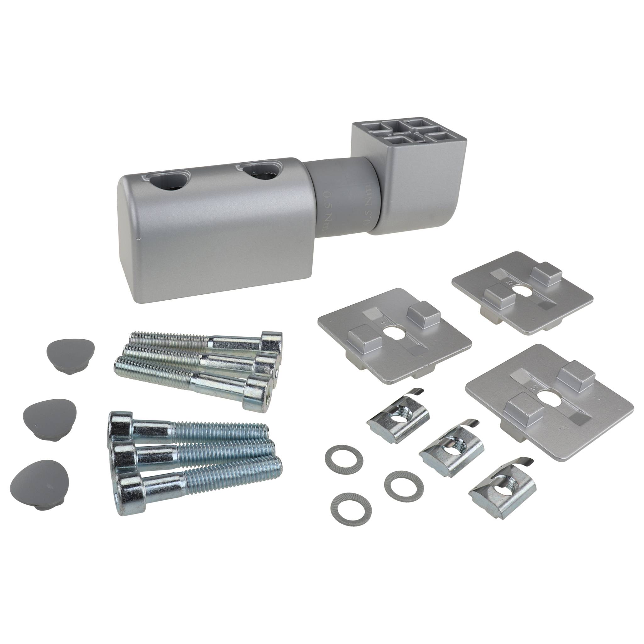 Friktionsgelenk, 40x40x150, Aluminiumdruckguß, lackiert, alufarbig