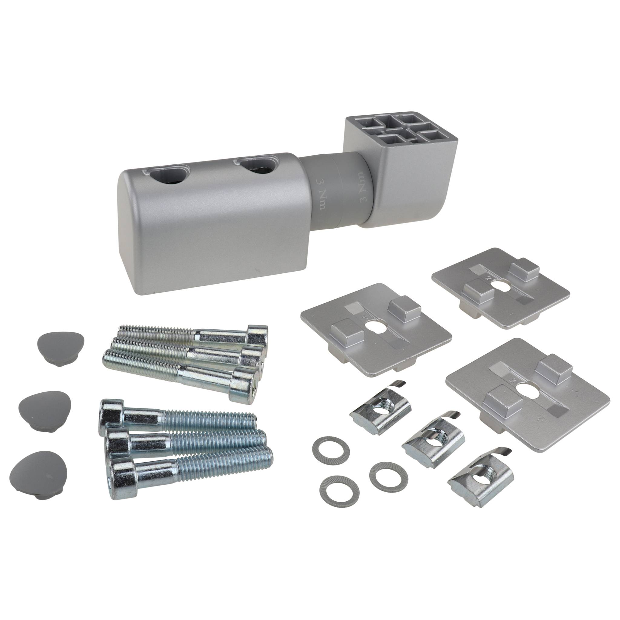 Friktionsgelenk, 40x40x150, Aluminiumdruckguß, lackiert, alufarbig