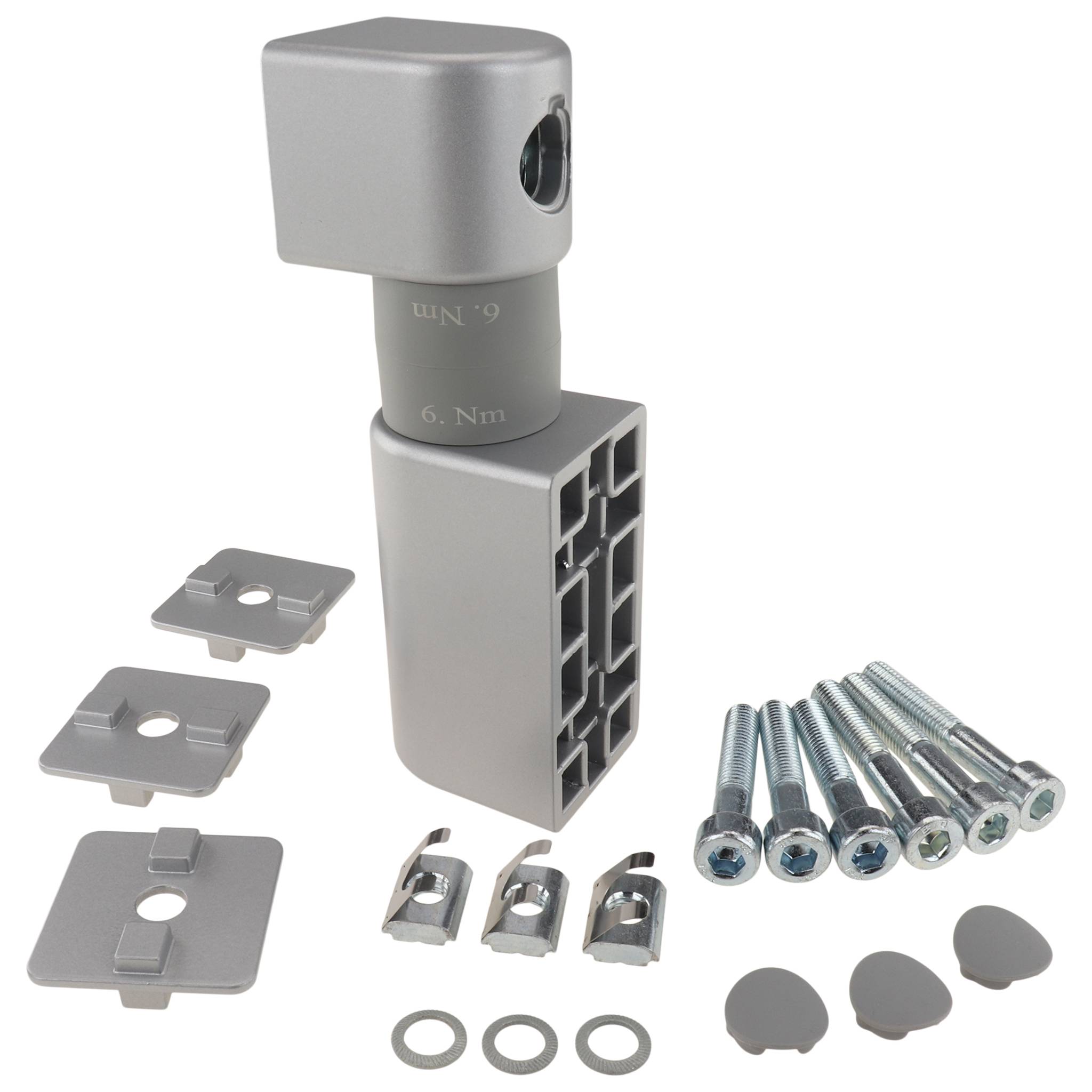 Friktionsgelenk, 40x40x150, Aluminiumdruckguß, lackiert, alufarbig