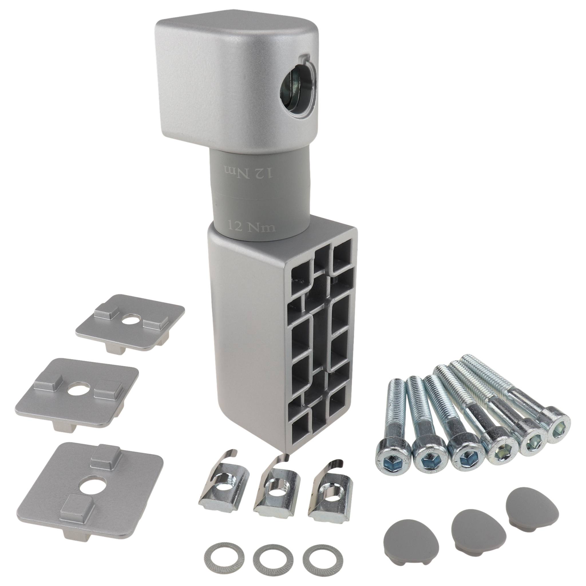 Friktionsgelenk, 40x40x150, Aluminiumdruckguß, lackiert, alufarbig