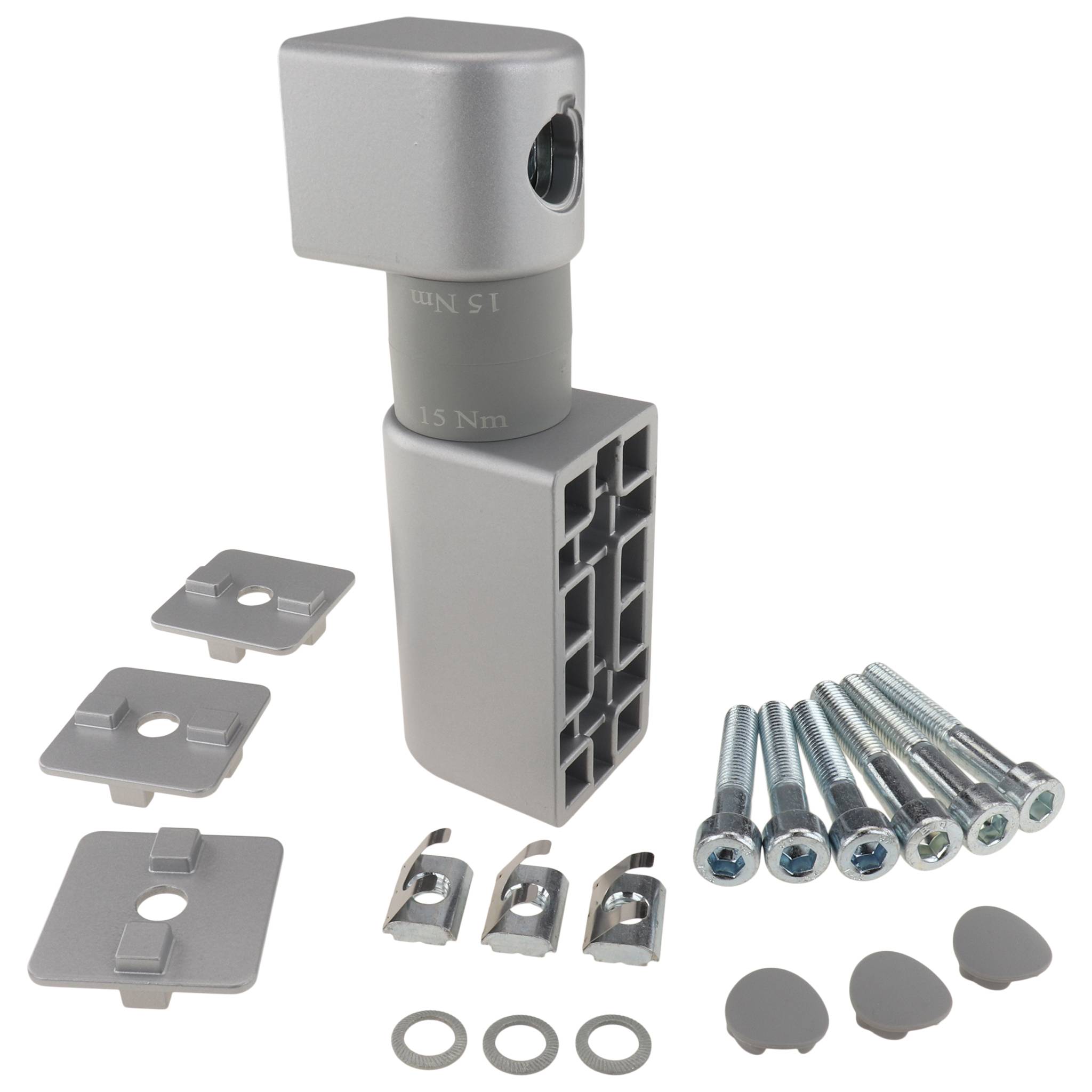 Friktionsgelenk, 40x40x150, Aluminiumdruckguß, lackiert, alufarbig