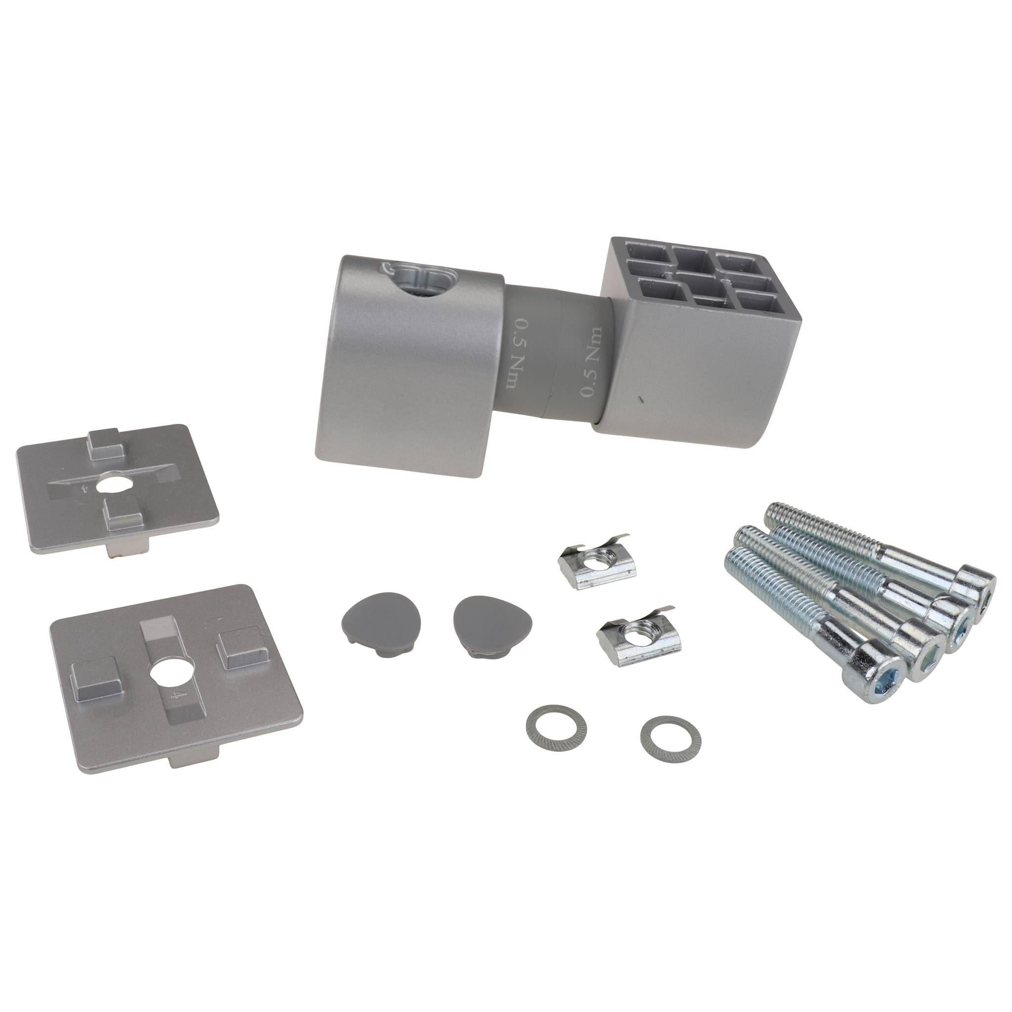 Friktionsgelenk, 45x45x115, Aluminiumdruckguß, lackiert, alufarbig