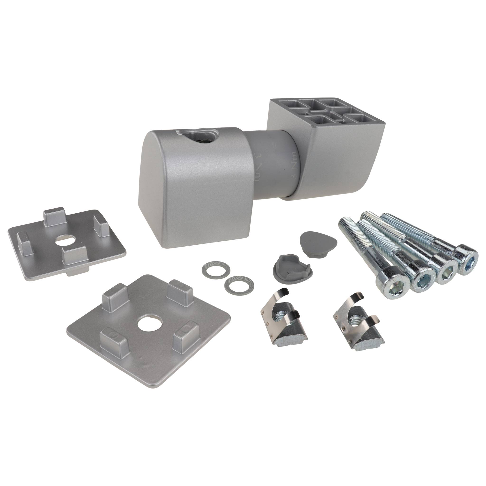 Friktionsgelenk, 45x45x115, Aluminiumdruckguß, lackiert, alufarbig