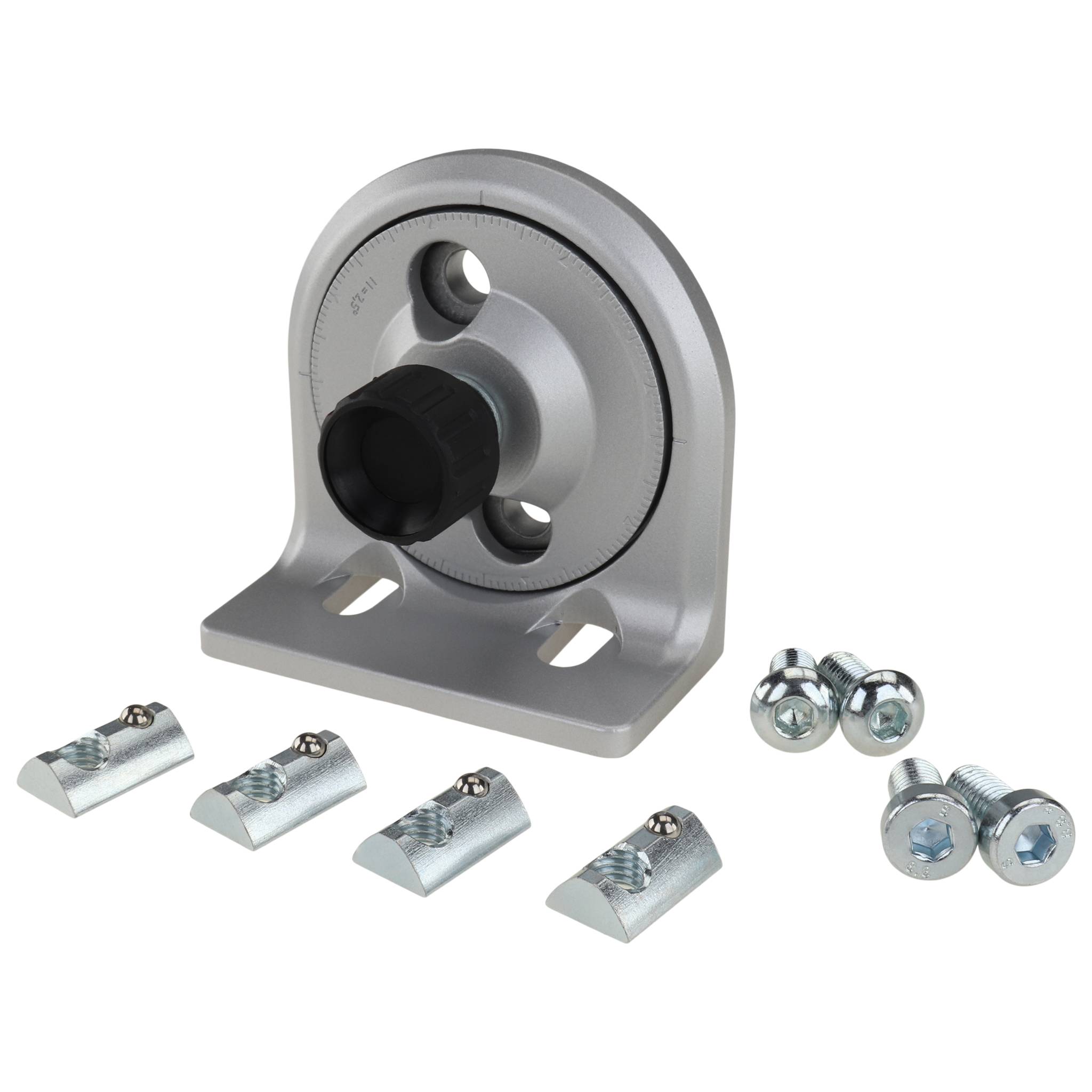 Winkelfeststellung, 80x80x40, Aluminiumdruckguß, pulverbeschichtet, alufarbig