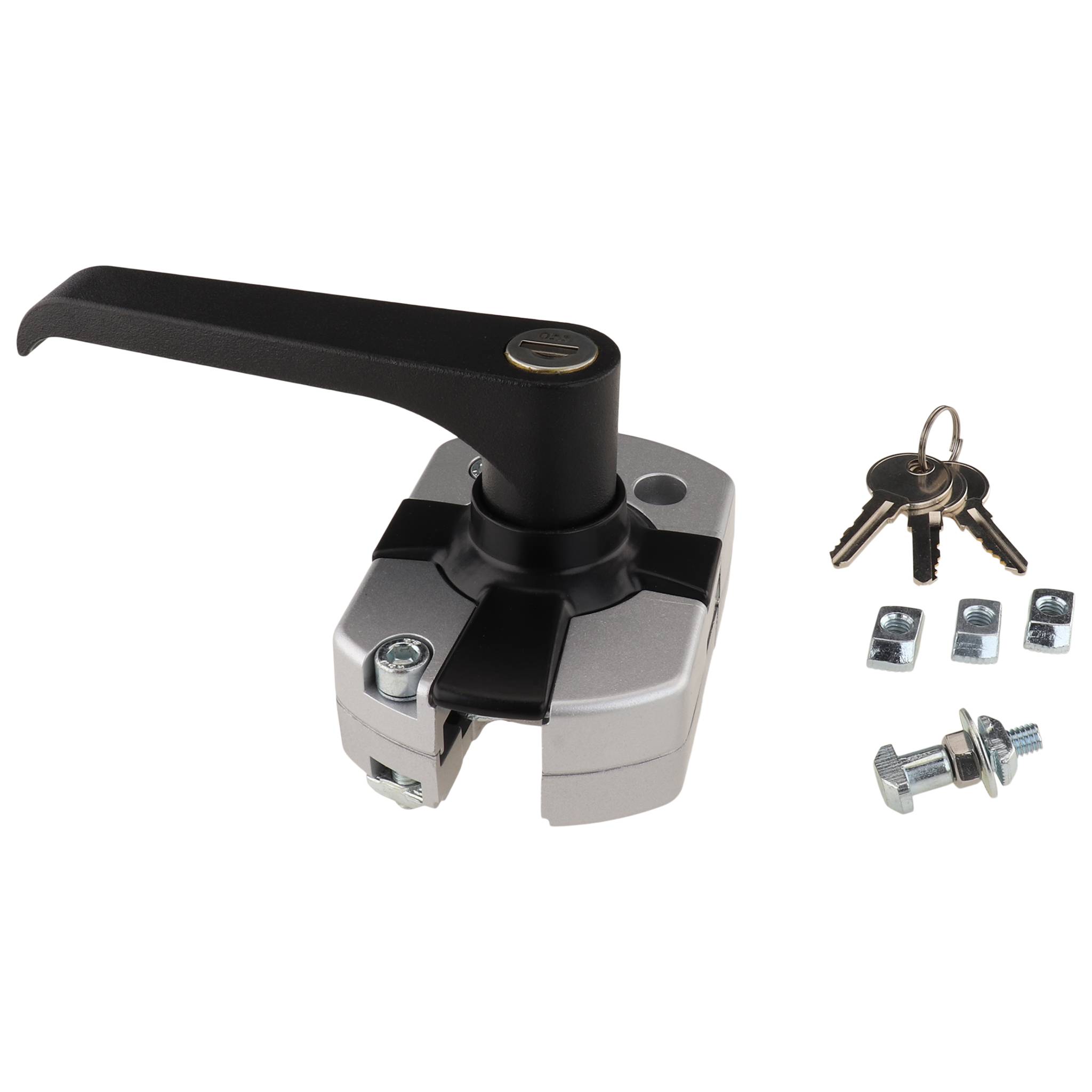 Verschluß, Türschloss, 153x66x72, Aluminiumdruckguß, lackiert, alufarbig