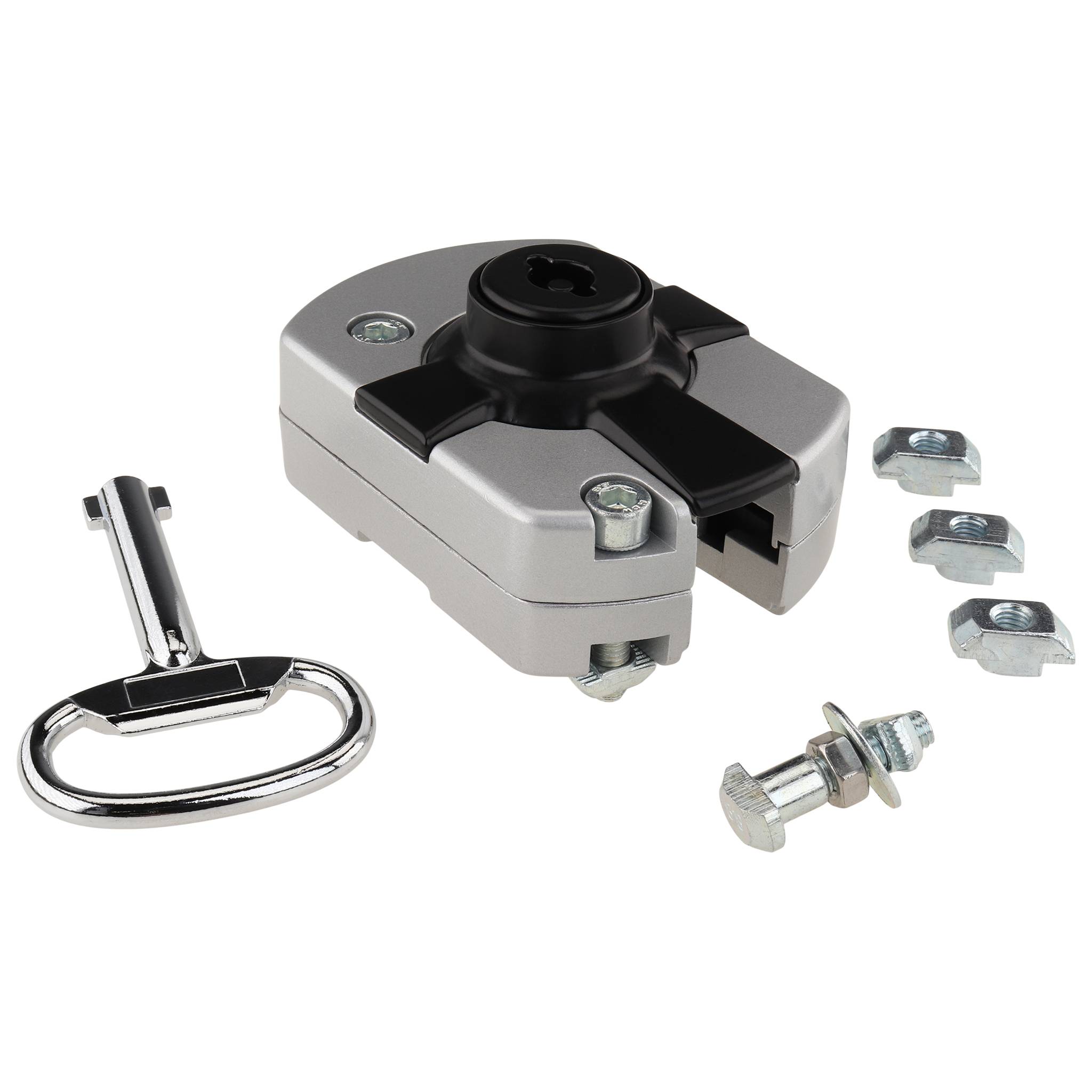 Verschluß, Türschloss, 153x66x72, Aluminiumdruckguß, lackiert, alufarbig