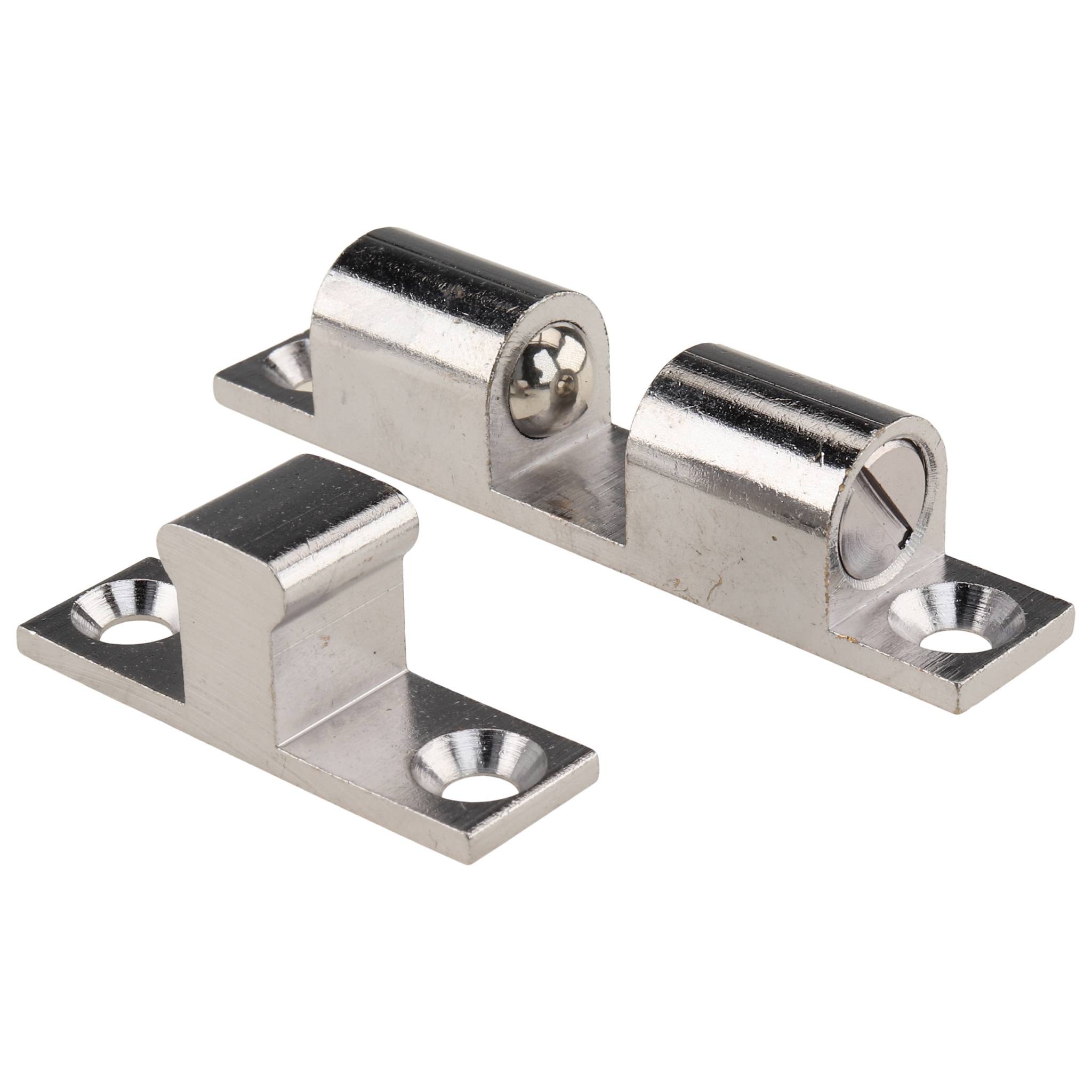 Verschluß, Doppelkugelschnäpper, 60, Messing, verchromt, chrom