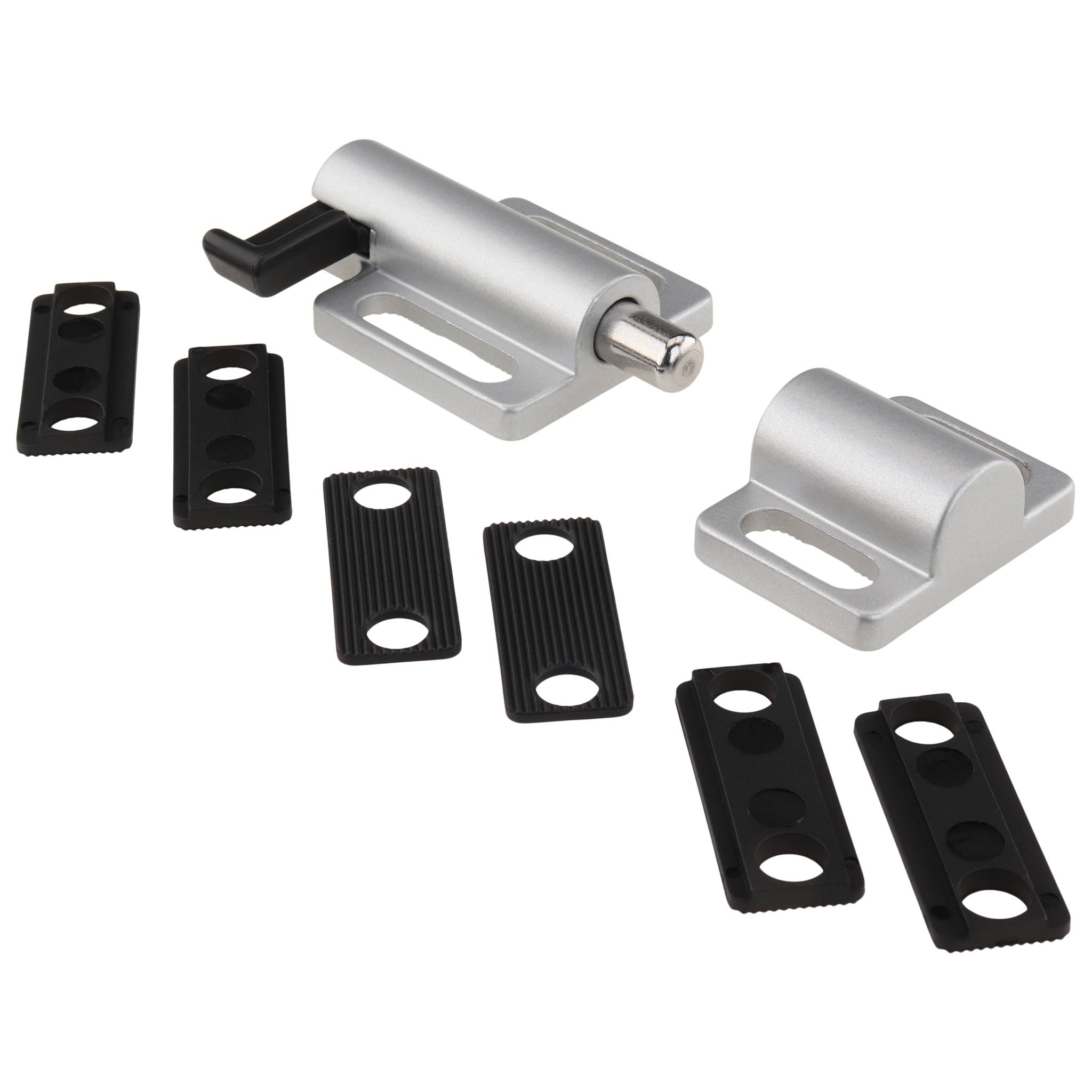 Verschluß, Riegel, 78x44x16, Zink-Druckguß, pulverbeschichtet, alufarbig