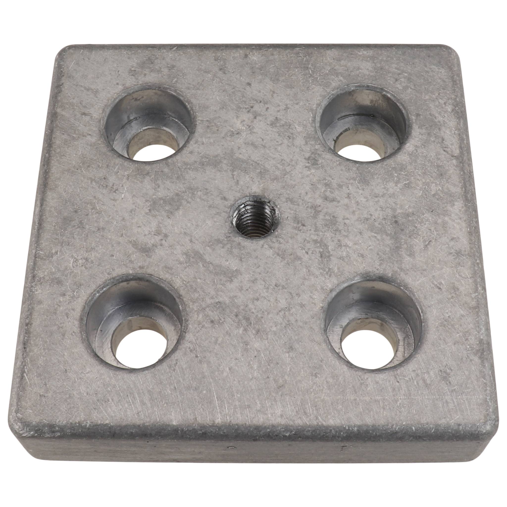 Platte, Transport- und Fußplatte M8, 80x80x16, Aluminiumdruckguß, blank