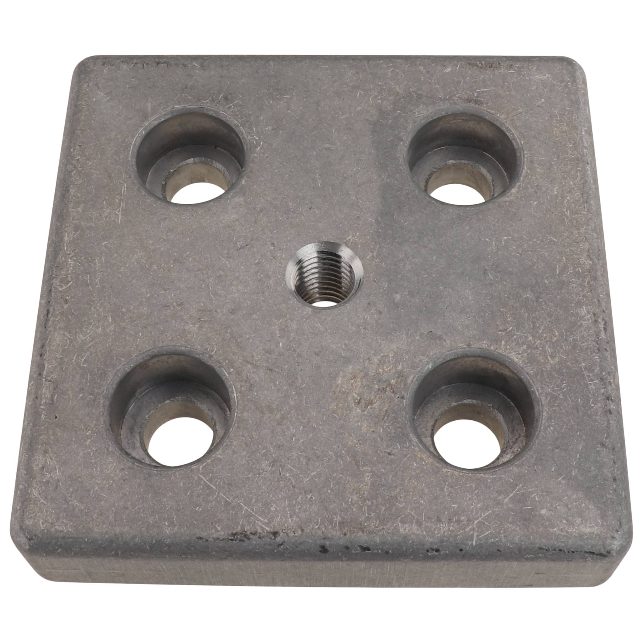 Platte, Transport- und Fußplatte M10, 80x80x16, Aluminiumdruckguß, blank