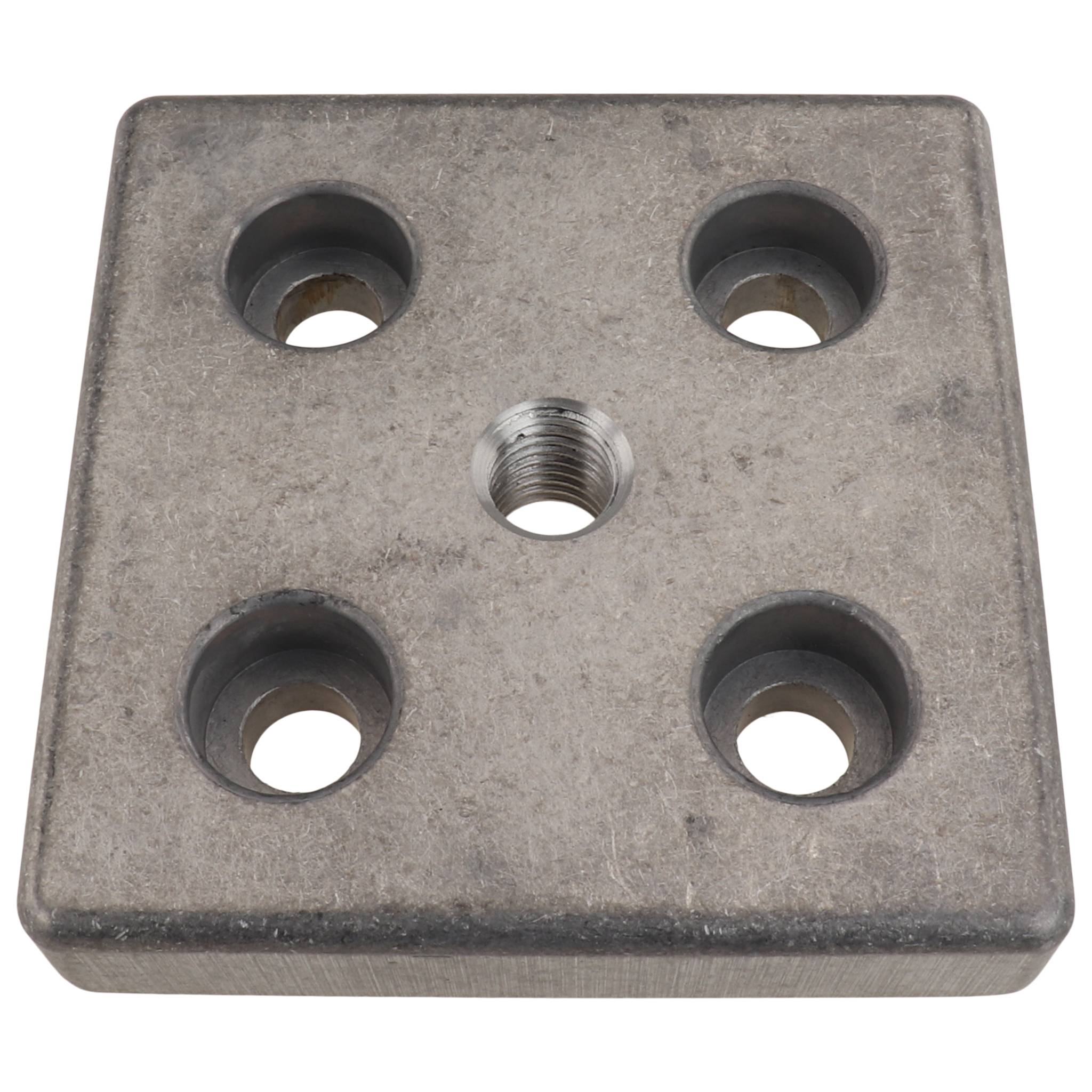 Platte, Transport- und Fußplatte M12, 80x80x16, Aluminiumdruckguß, blank