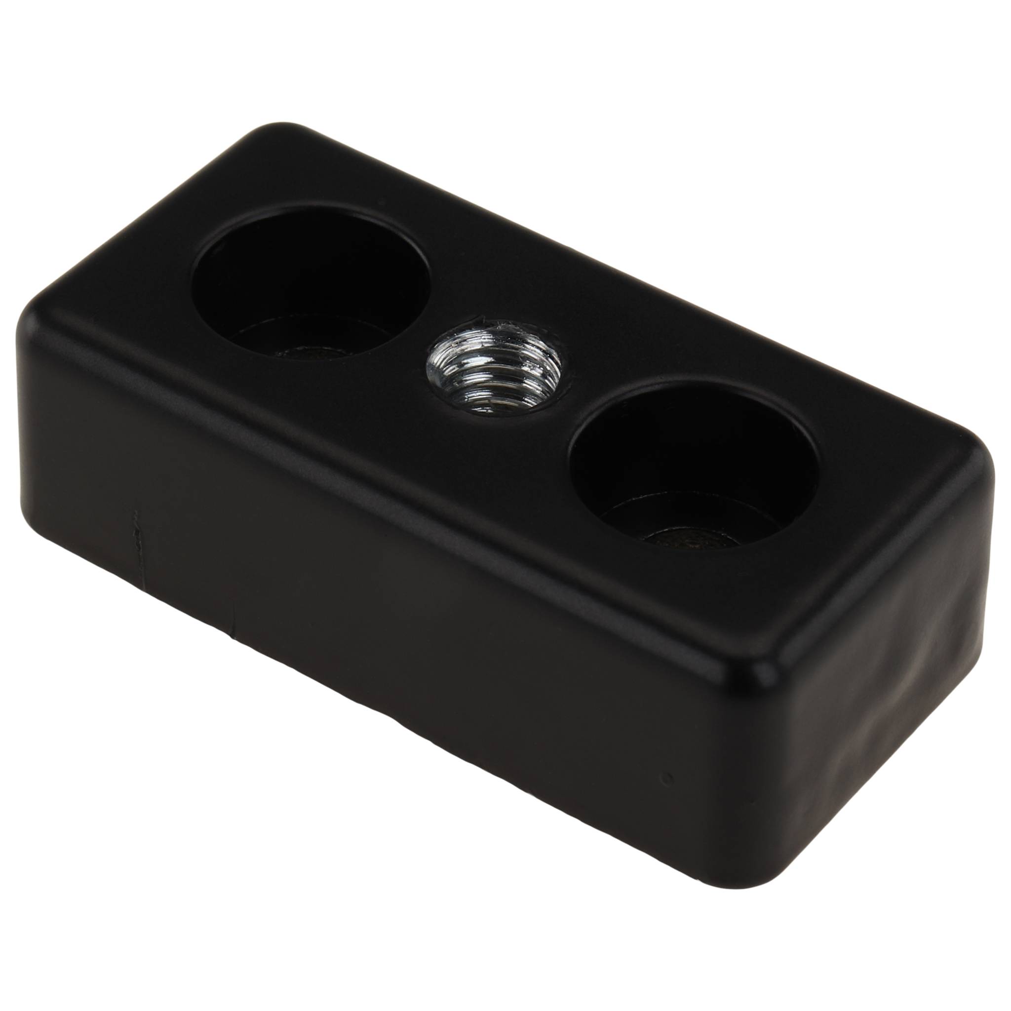 Platte, Transport- und Fußplatte M6, 20x40x12, Zink-Druckguß, pulverbeschichtet, schwarz