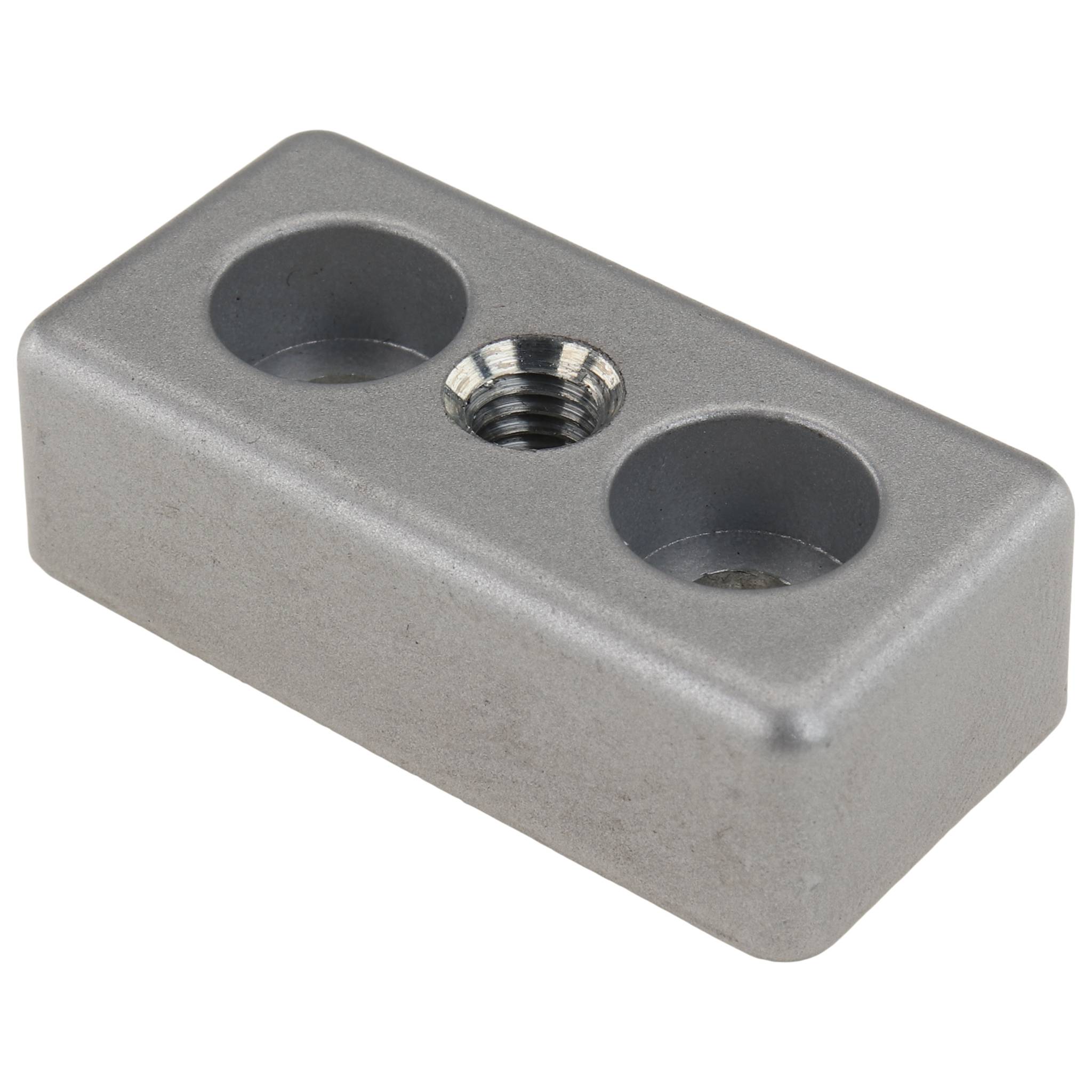 Platte, Transport- und Fußplatte M6, 20x40x12, Zink-Druckguß, pulverbeschichtet, alufarbig