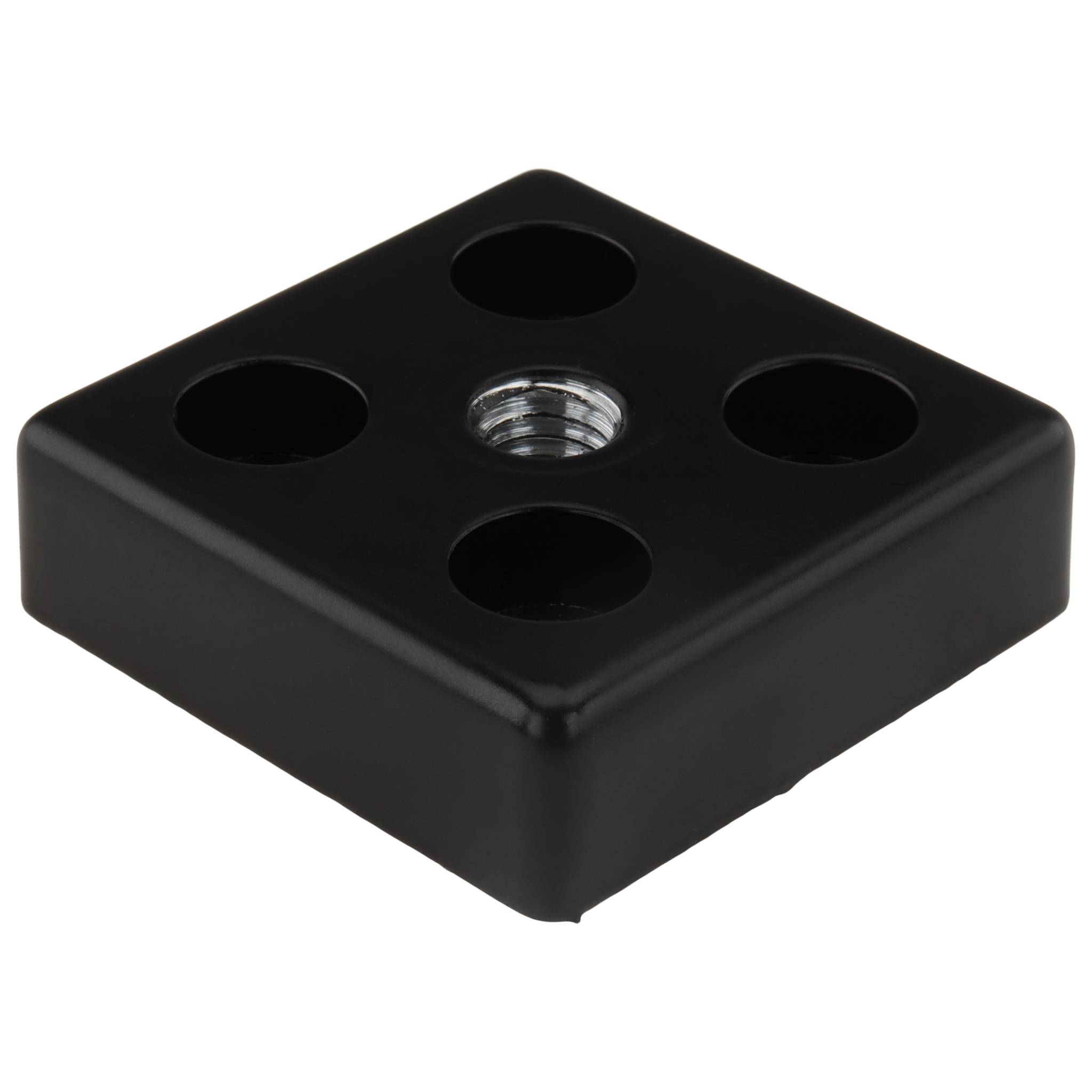 Platte, Transport- und Fußplatte M8, 40x40x12, Zink-Druckguß, pulverbeschichtet, schwarz