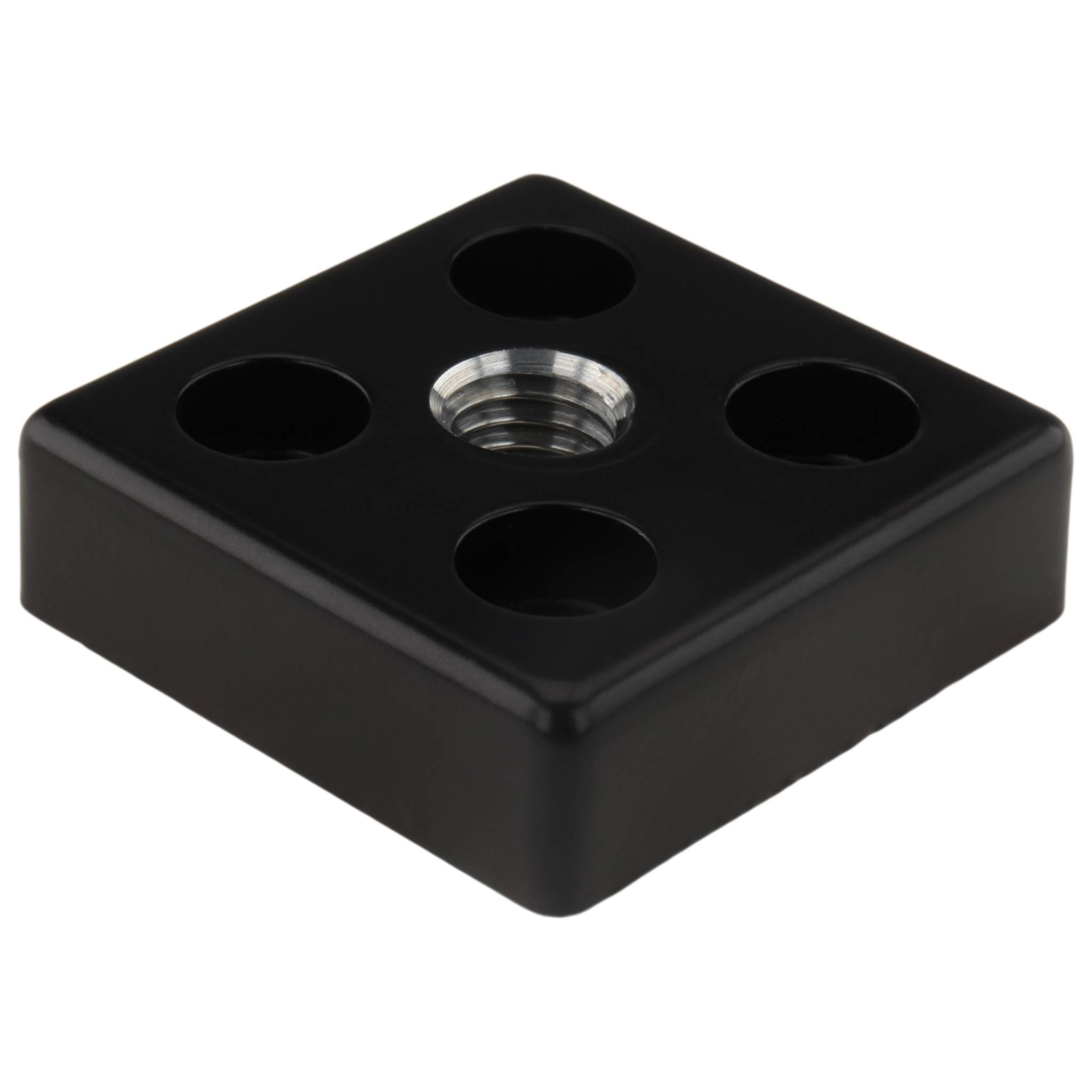 Platte, Transport- und Fußplatte M10, 40x40x12, Zink-Druckguß, pulverbeschichtet, schwarz