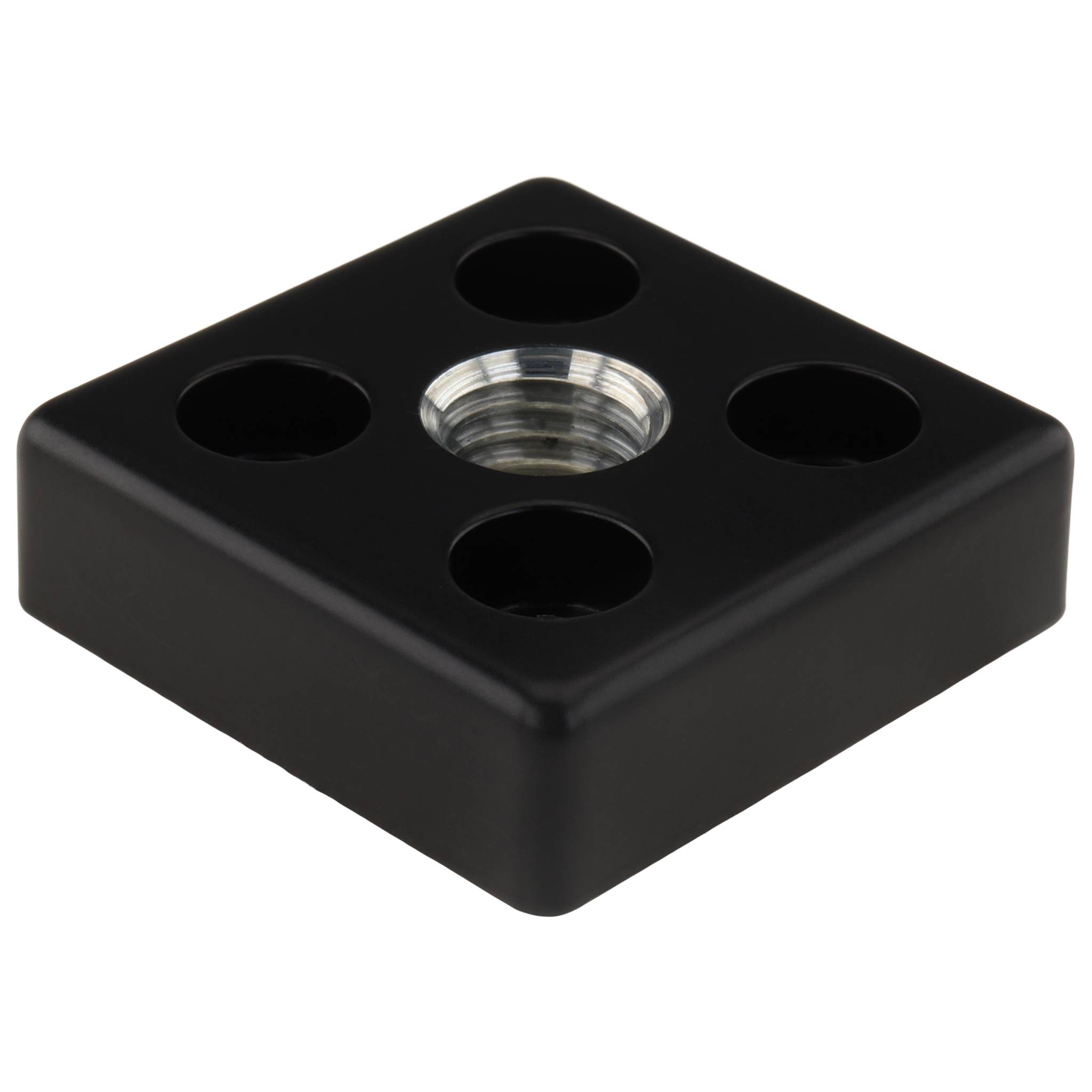 Platte, Transport- und Fußplatte M12, 40x40x12, Zink-Druckguß, pulverbeschichtet, schwarz