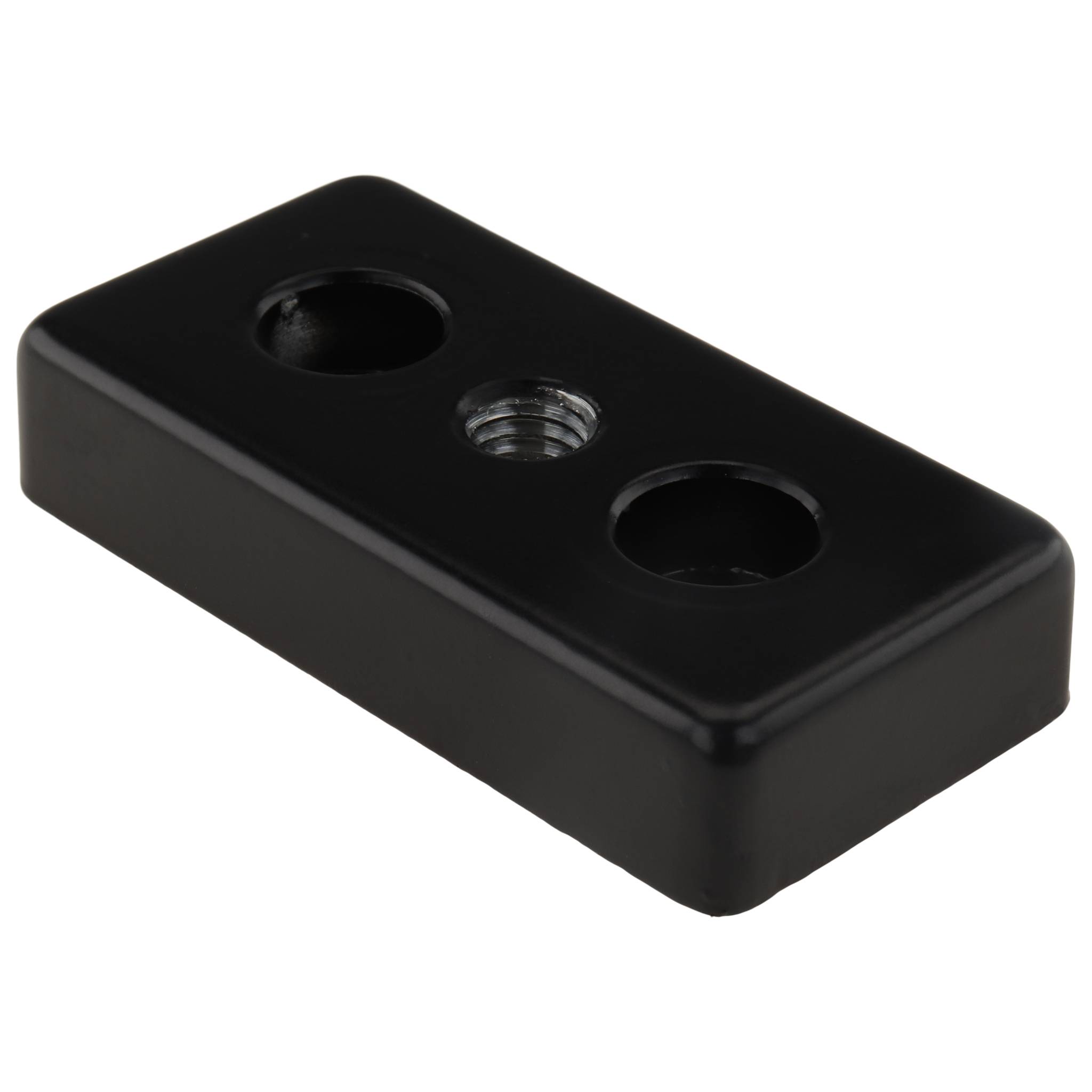 Platte, Transport- und Fußplatte M8, 30x60x12, Zink-Druckguß, pulverbeschichtet, schwarz