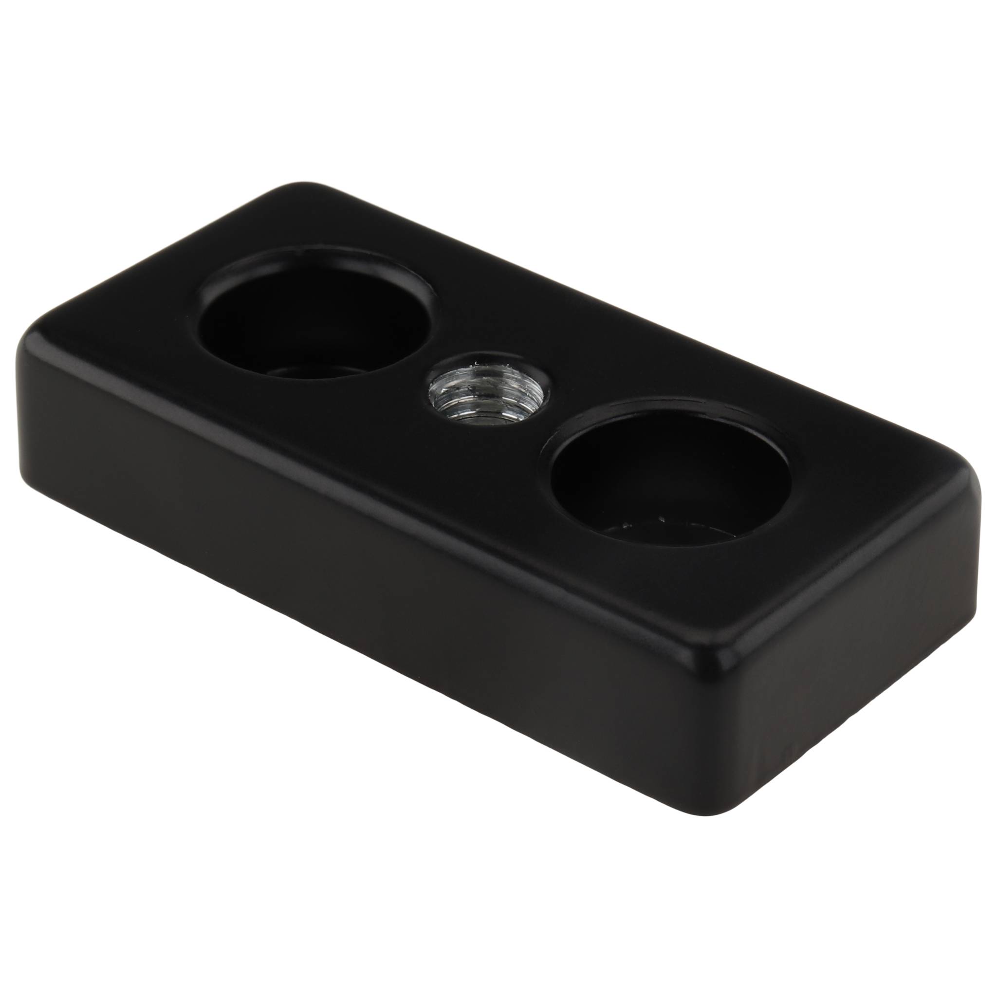 Platte, Transport- und Fußplatte M8, 30x60x12, Zink-Druckguß, pulverbeschichtet, schwarz