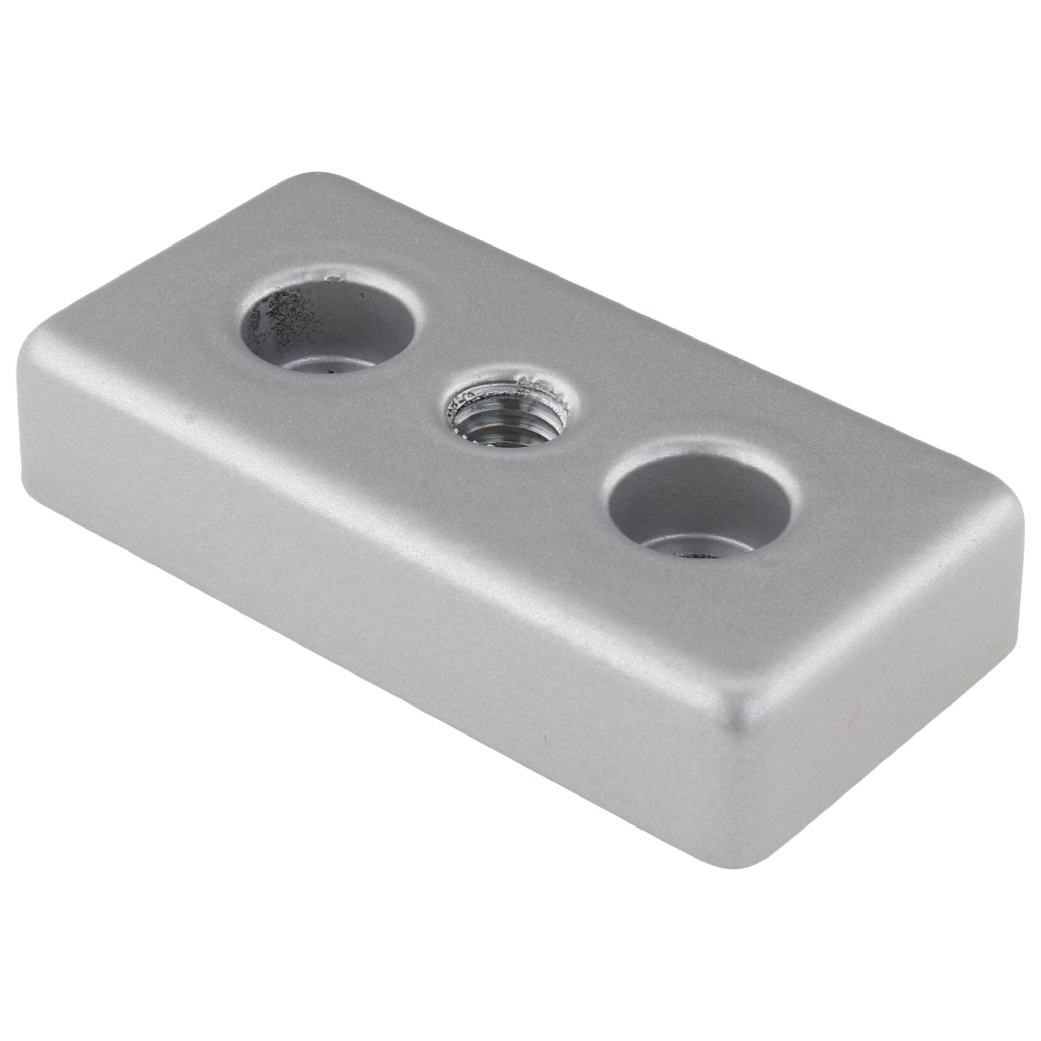 Platte, Transport- und Fußplatte M8, 30x60x12, Zink-Druckguß, pulverbeschichtet, alufarbig