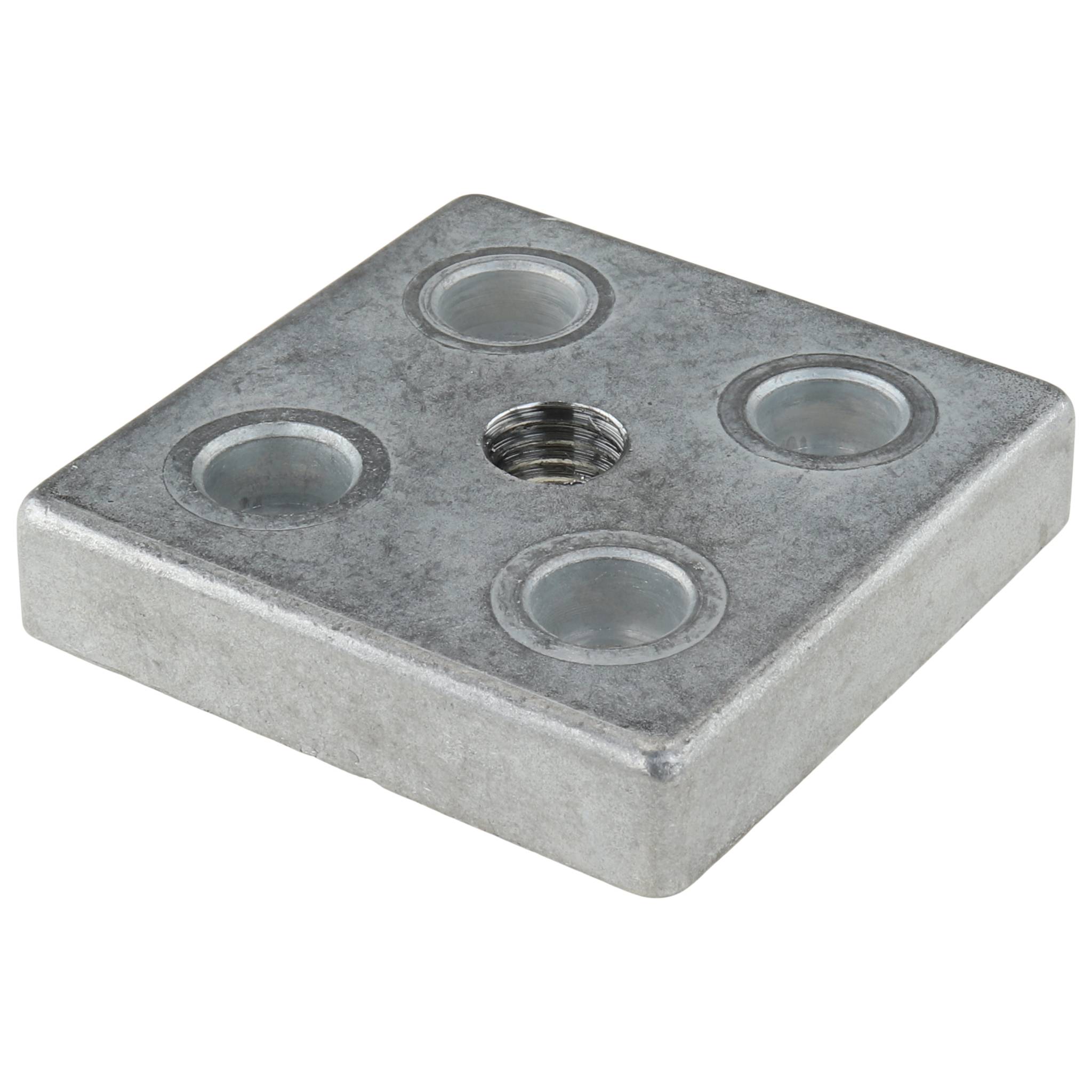 Platte, Transport- und Fußplatte M12, 60x60x12, Zink-Druckguß, blank