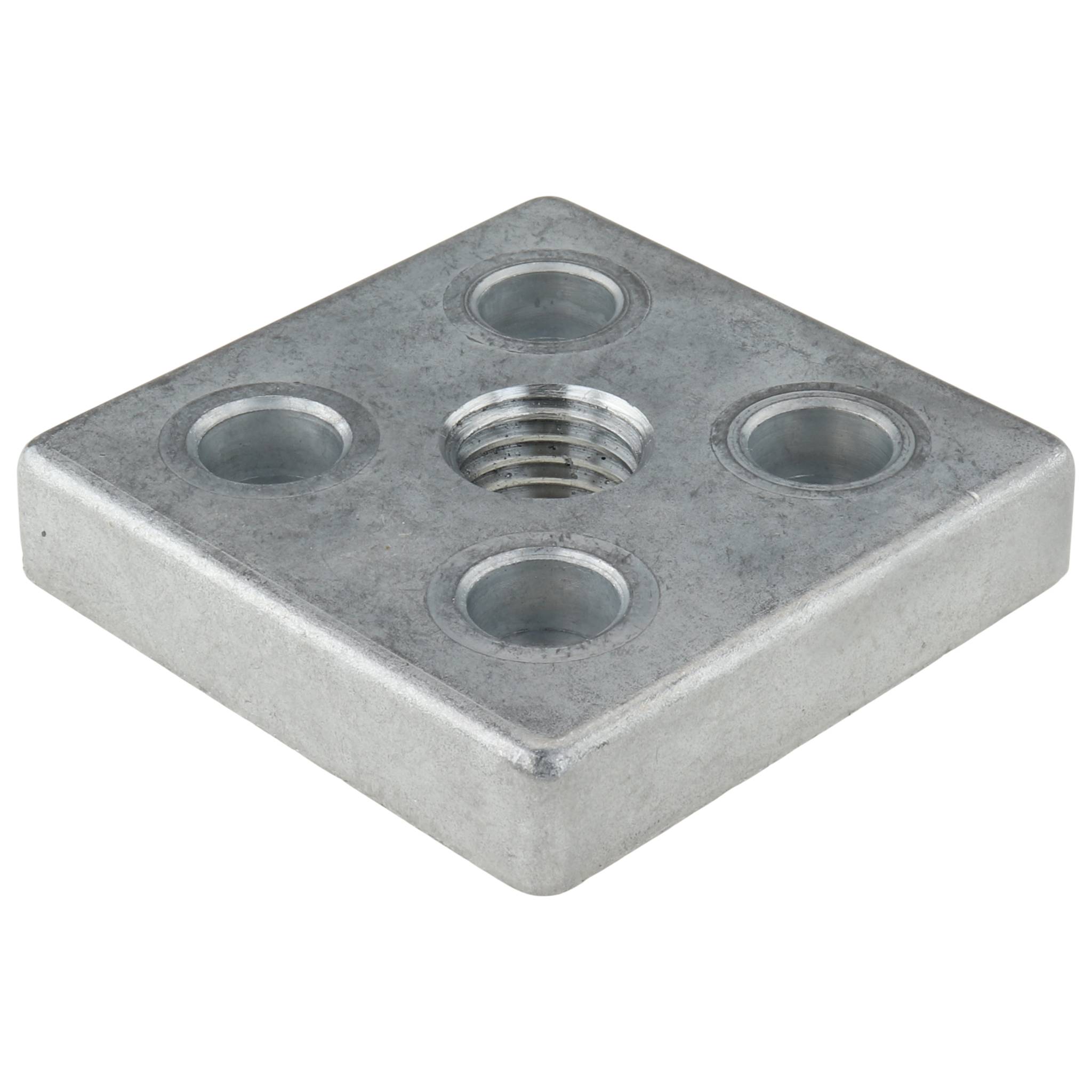 Platte, Transport- und Fußplatte M16, 60x60x12, Zink-Druckguß, blank