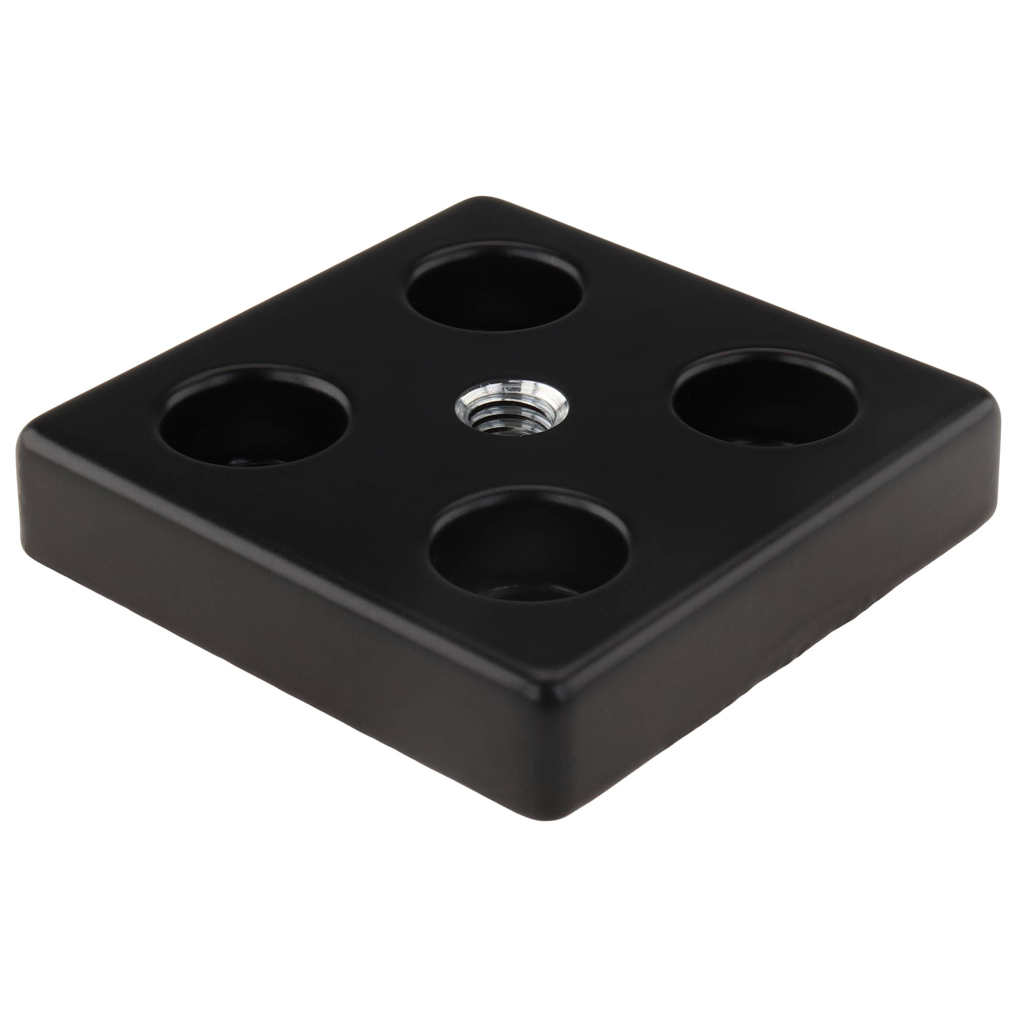 Platte, Transport- und Fußplatte M8, 60x60x12, Zink-Druckguß, pulverbeschichtet, schwarz