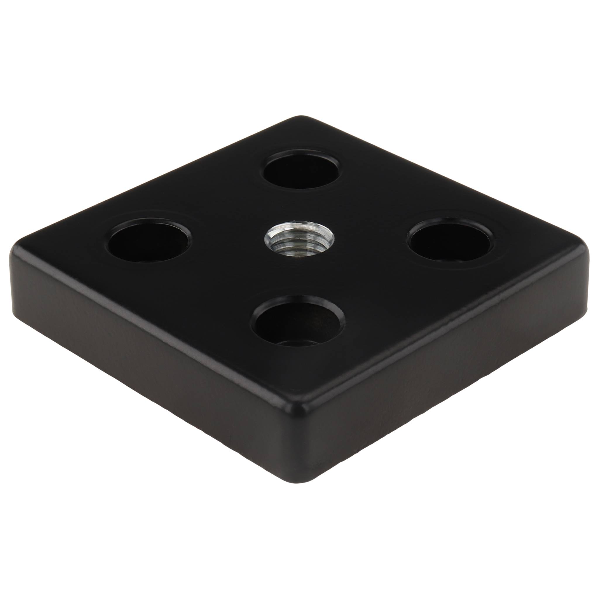 Platte, Transport- und Fußplatte M10, 60x60x12, Zink-Druckguß, pulverbeschichtet, schwarz