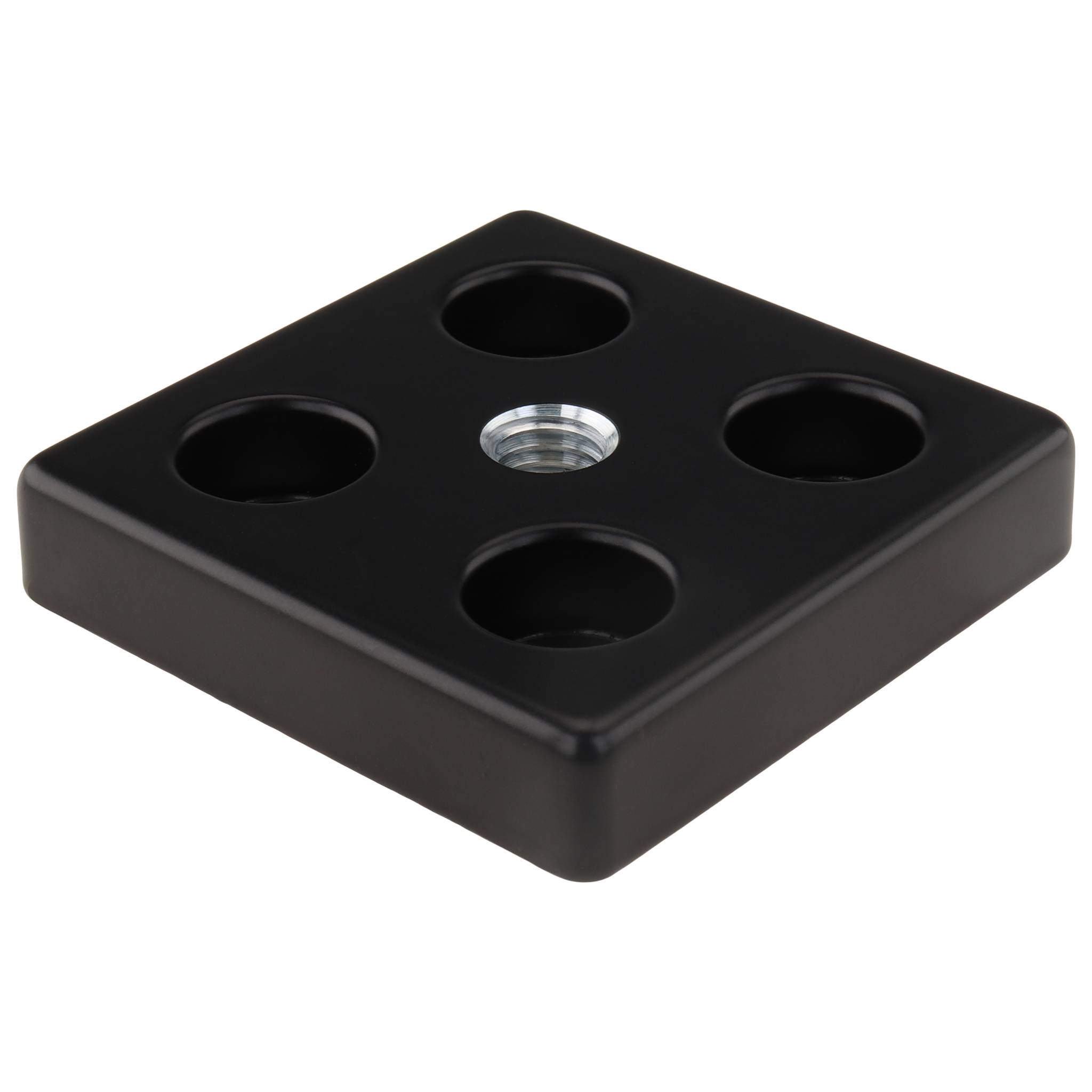 Platte, Transport- und Fußplatte M10, 60x60x12, Zink-Druckguß, pulverbeschichtet, schwarz