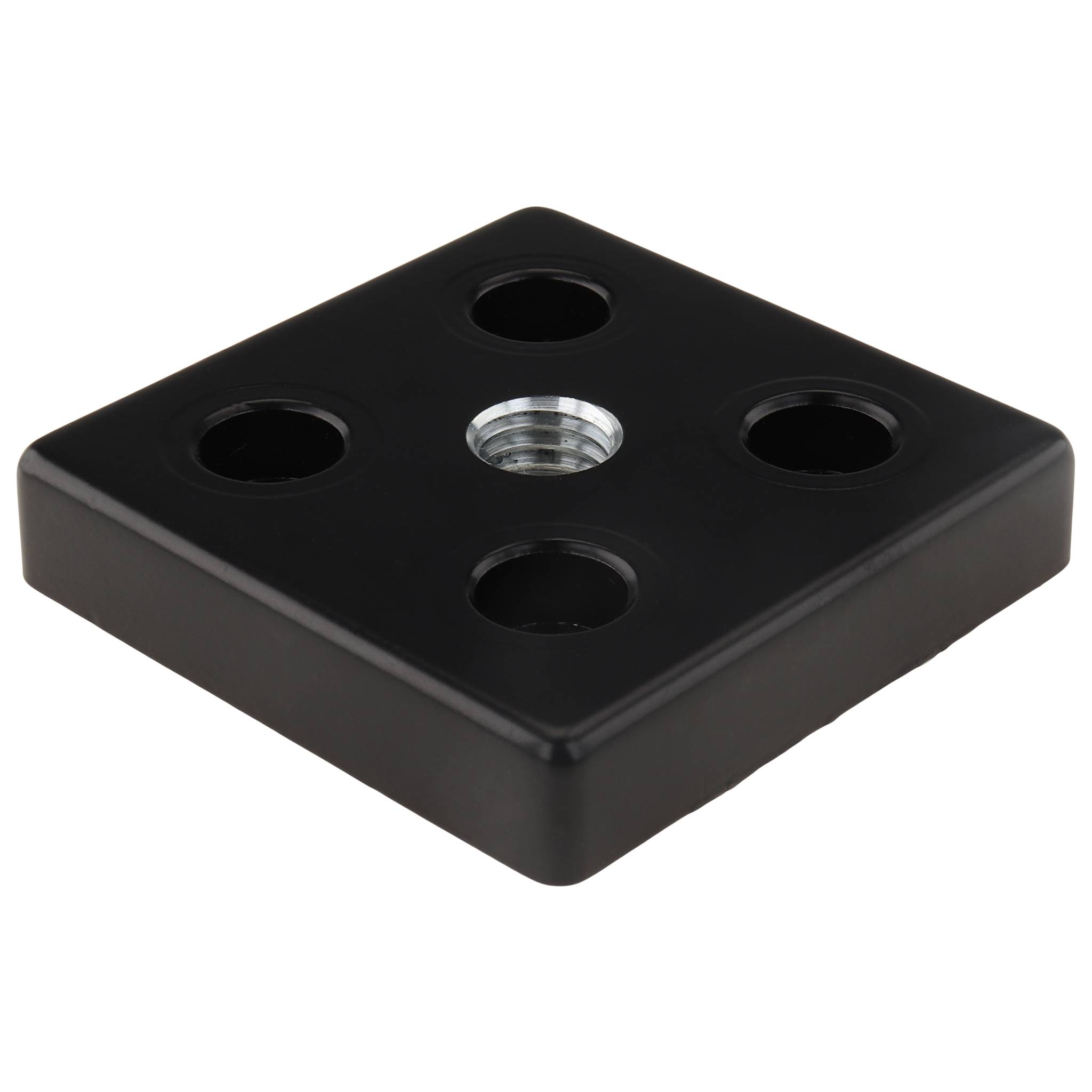 Platte, Transport- und Fußplatte M12, 60x60x12, Zink-Druckguß, pulverbeschichtet, schwarz