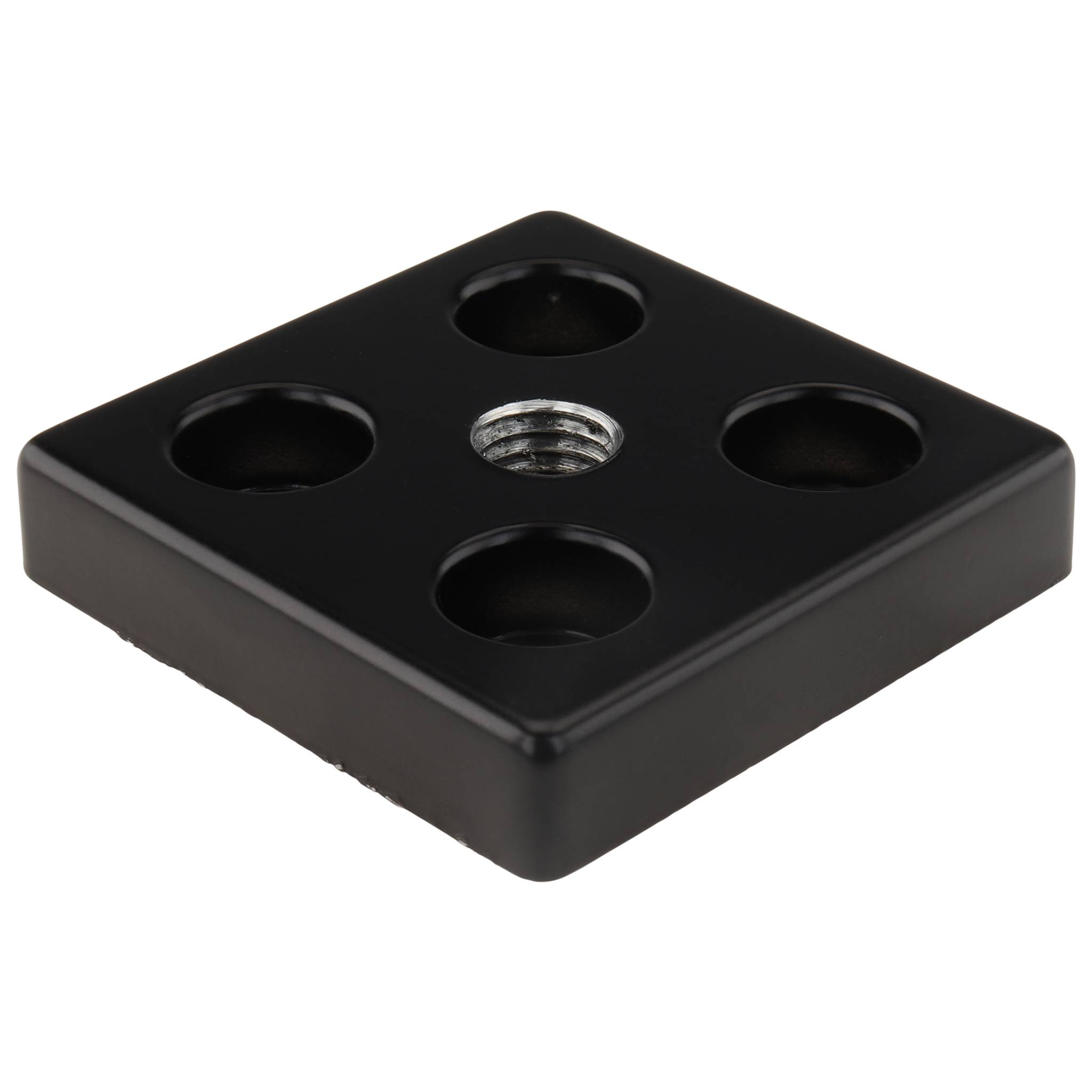 Platte, Transport- und Fußplatte M12, 60x60x12, Zink-Druckguß, pulverbeschichtet, schwarz