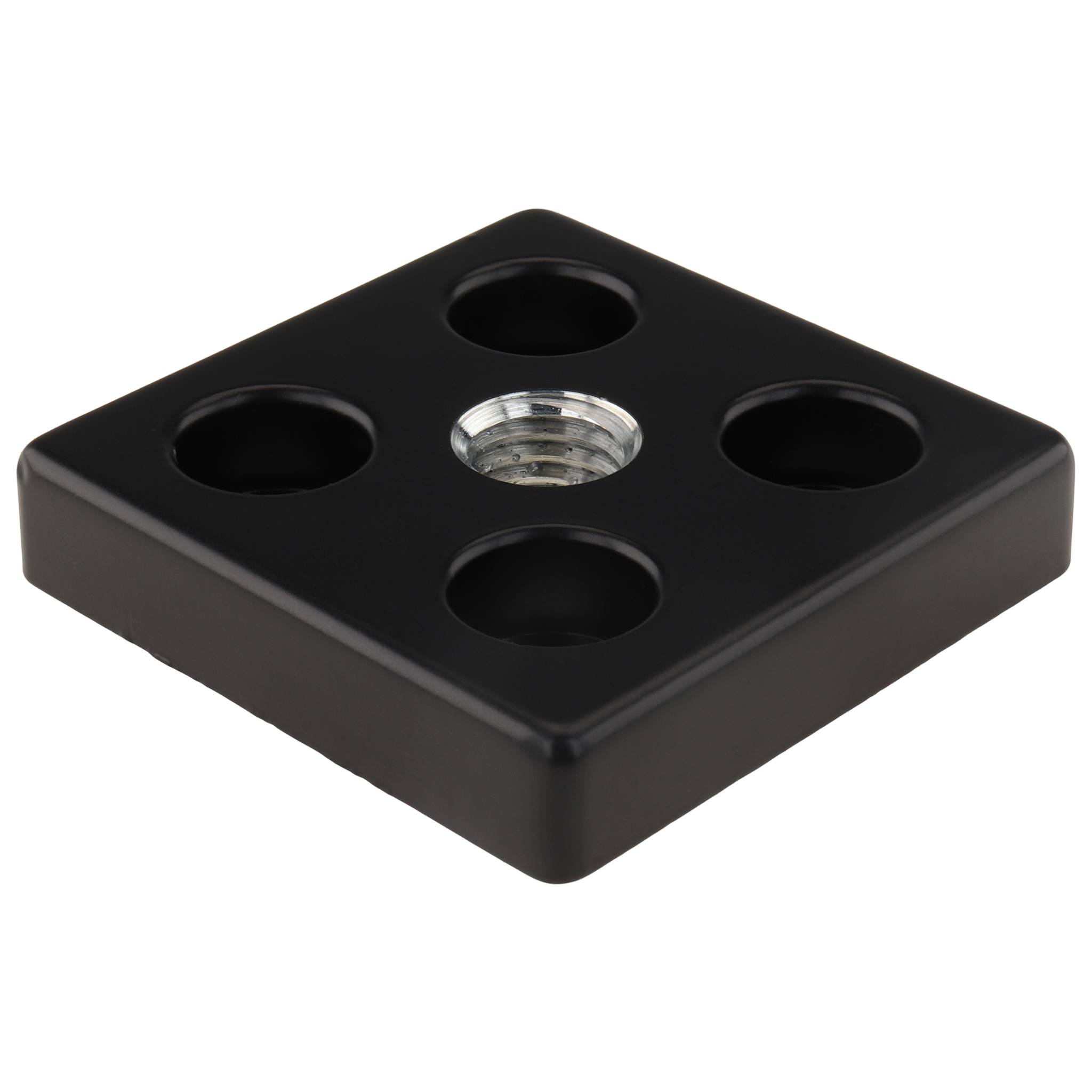 Platte, Transport- und Fußplatte M14, 60x60x12, Zink-Druckguß, pulverbeschichtet, schwarz