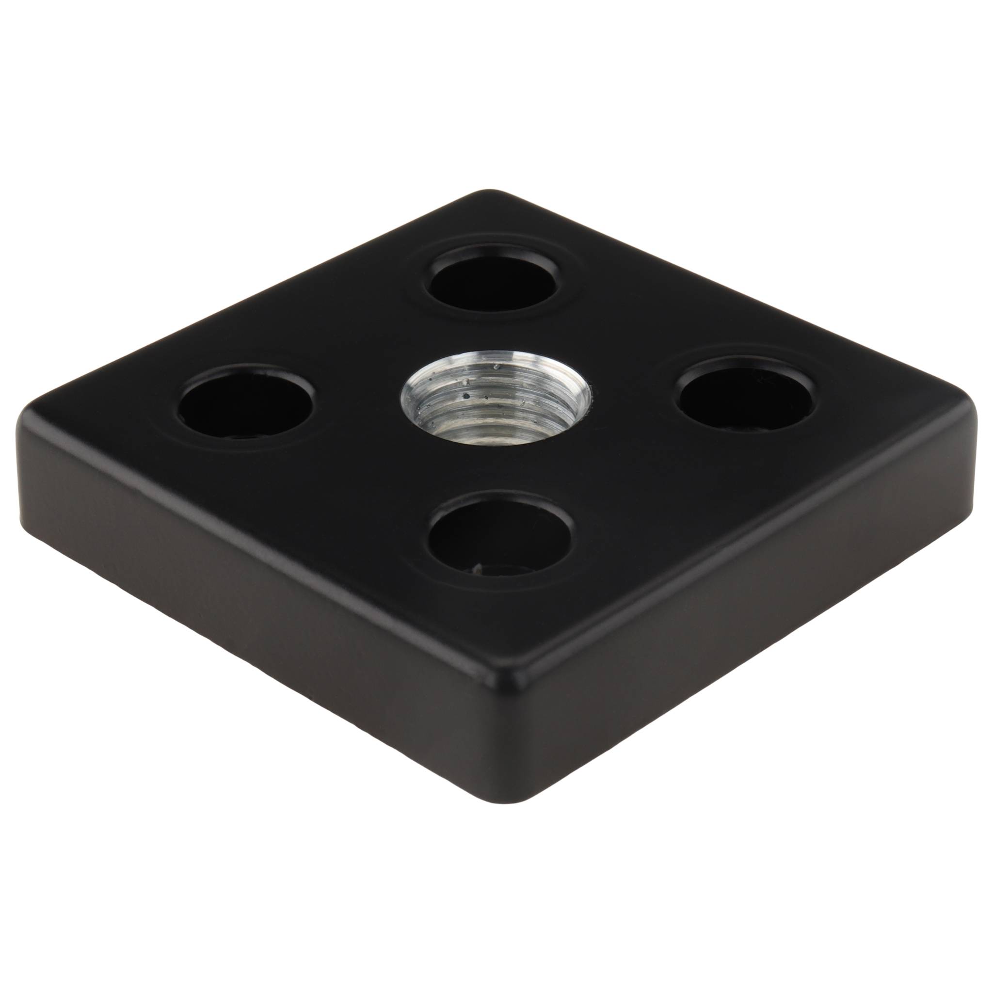 Platte, Transport- und Fußplatte M16, 60x60x12, Zink-Druckguß, pulverbeschichtet, schwarz