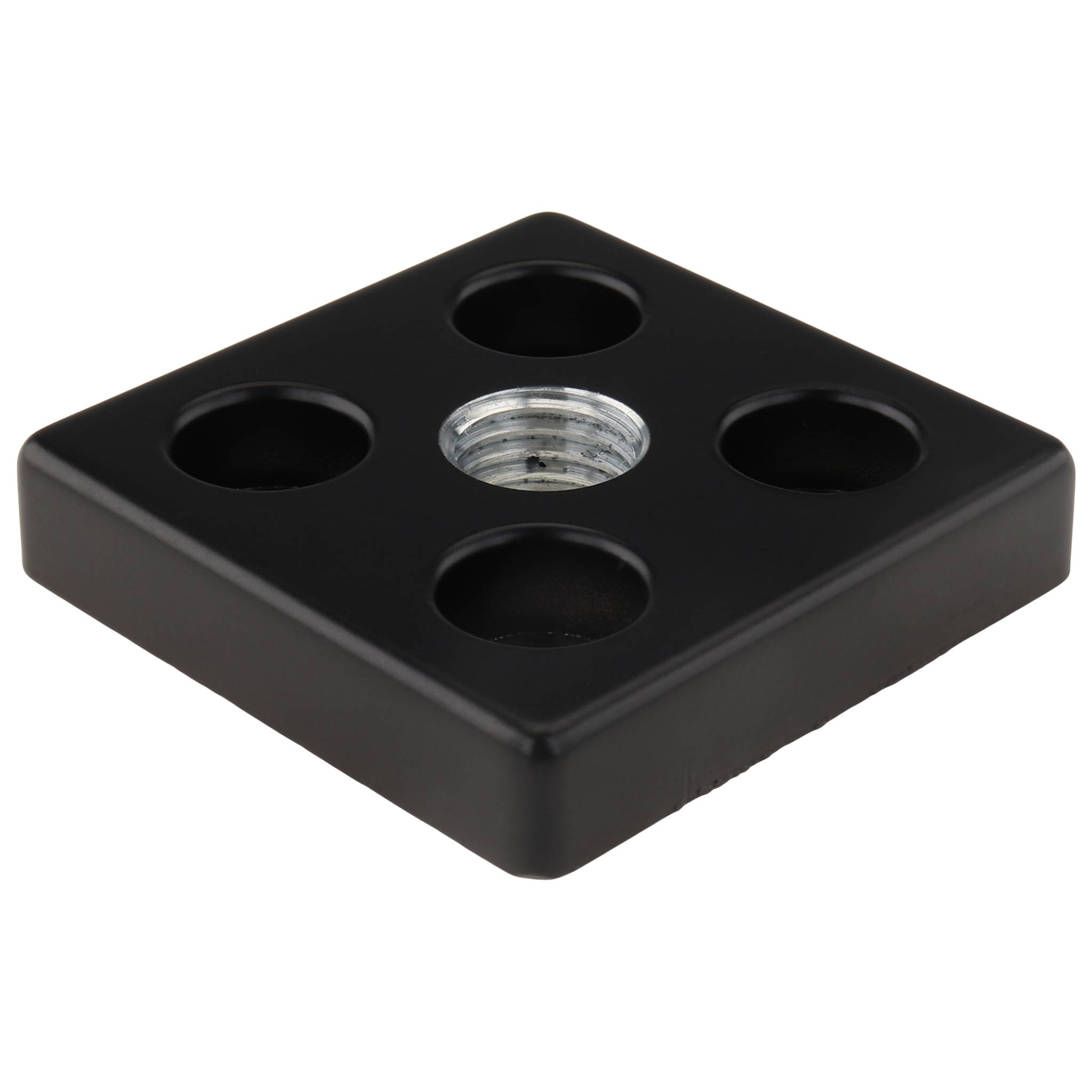 Platte, Transport- und Fußplatte M16, 60x60x12, Zink-Druckguß, pulverbeschichtet, schwarz