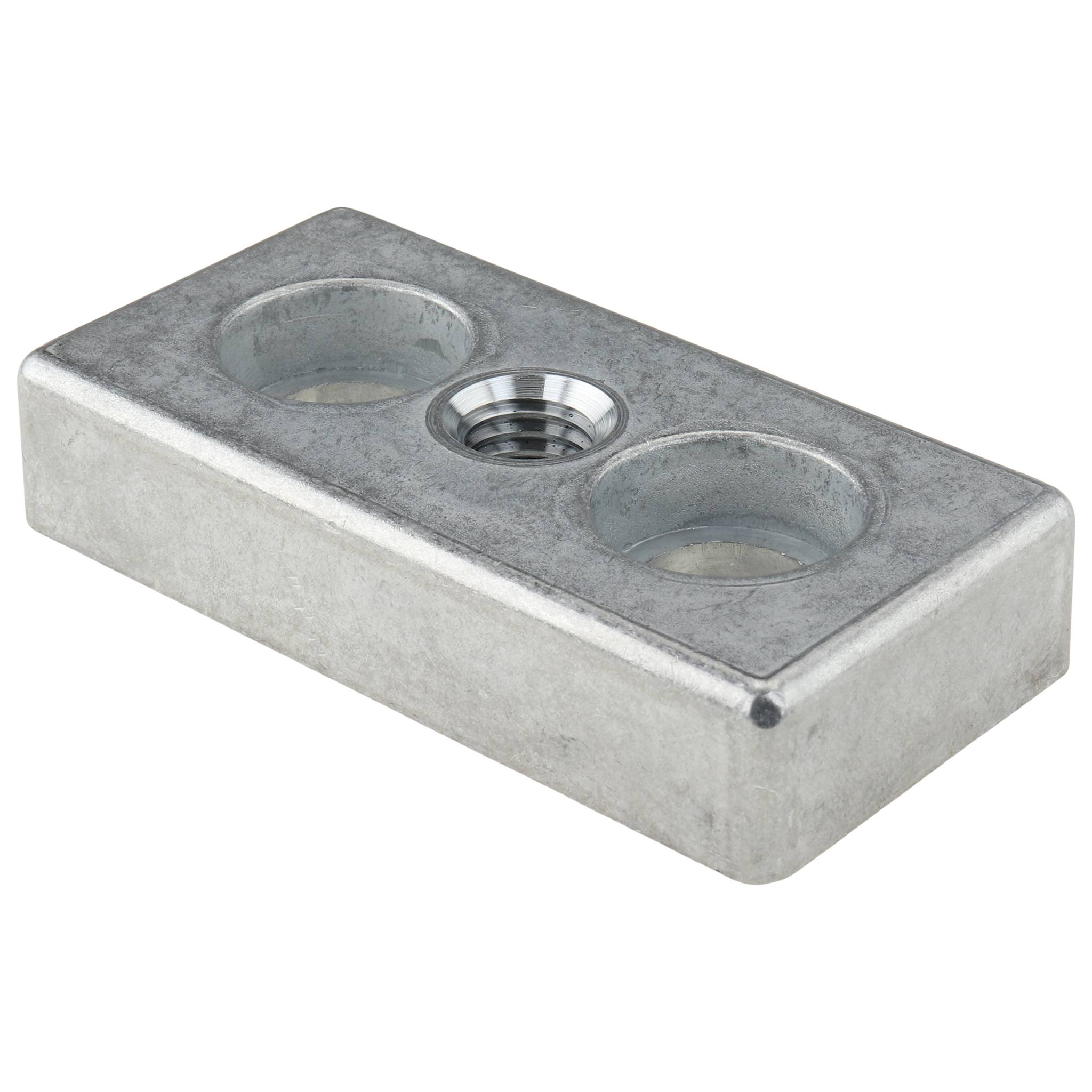 Platte, Transport- und Fußplatte M12, 40x80x16, Zink-Druckguß, blank