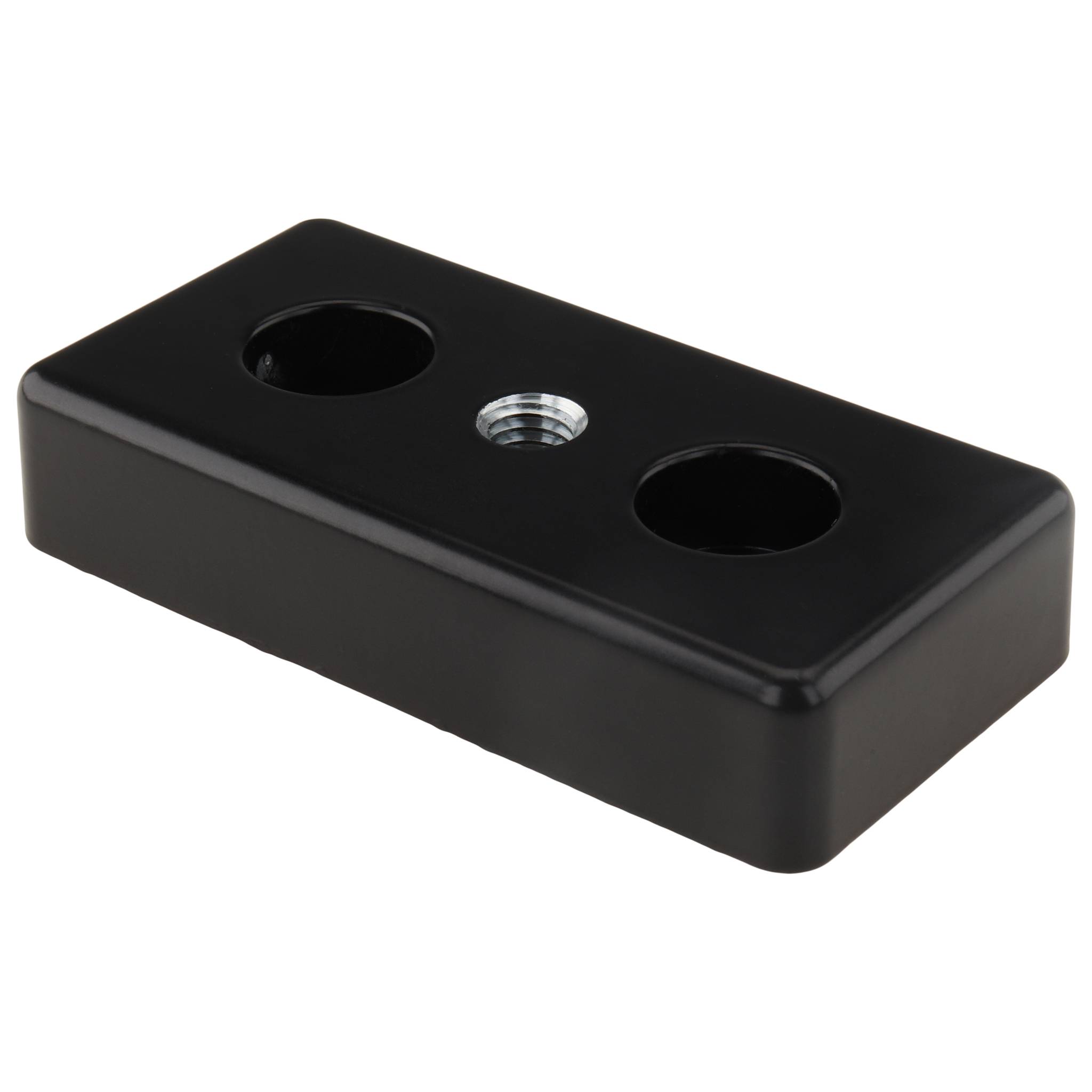 Platte, Transport- und Fußplatte M8, 40x80x16, Zink-Druckguß, pulverbeschichtet, schwarz