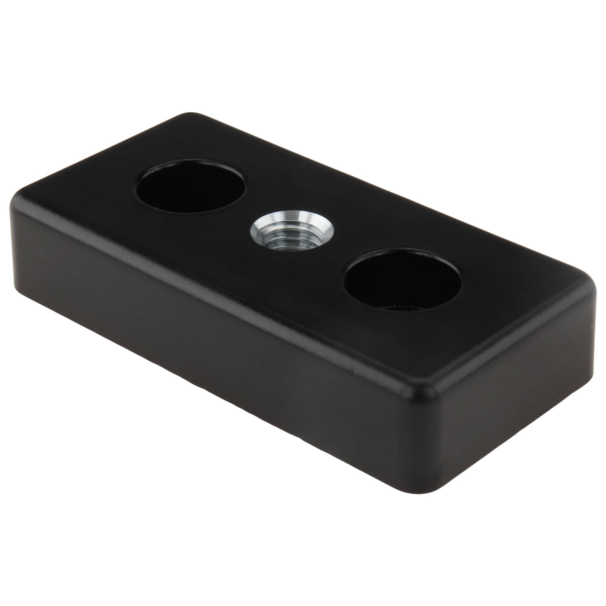 Platte, Transport- und Fußplatte M10, 40x80x16, Zink-Druckguß, pulverbeschichtet, schwarz