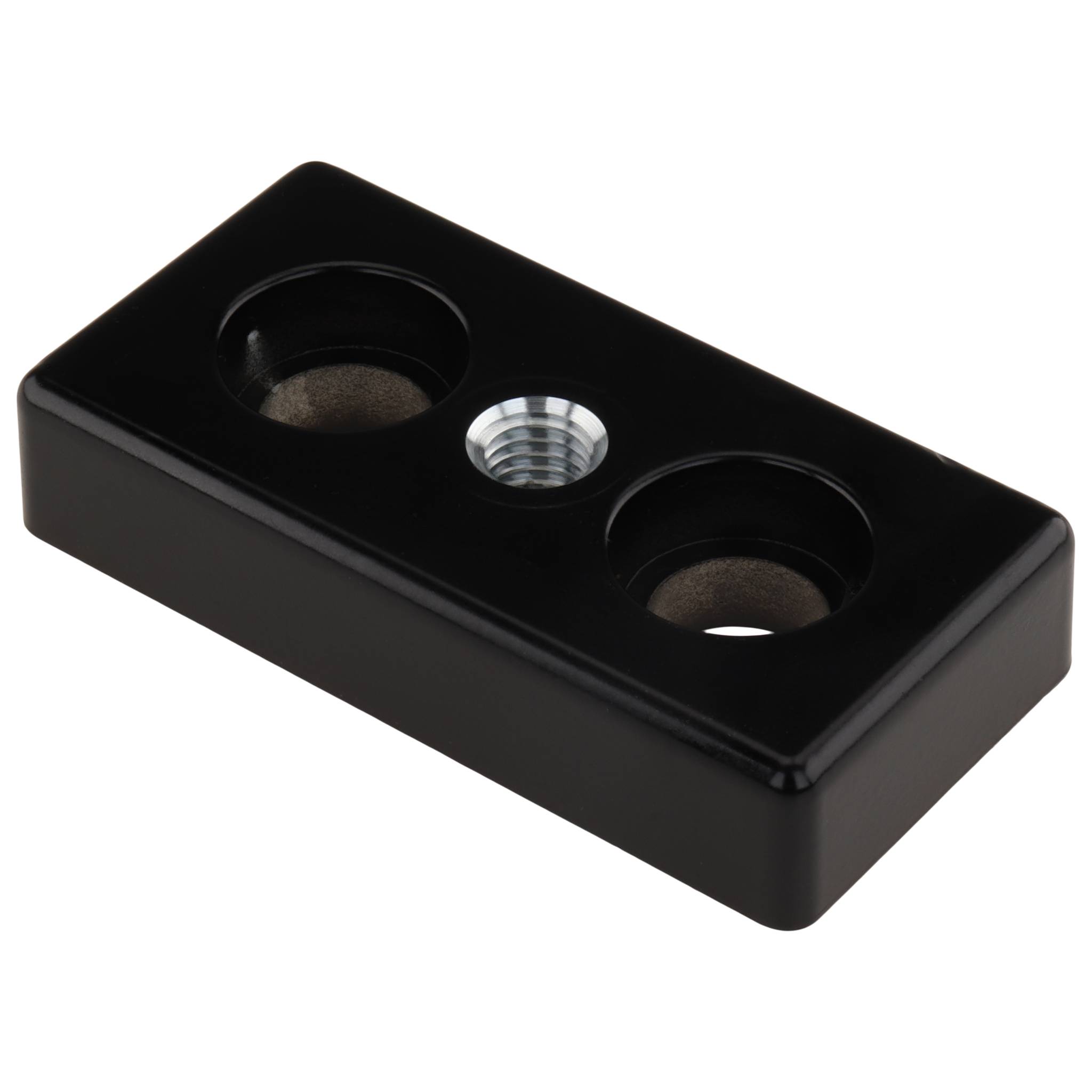 Platte, Transport- und Fußplatte M10, 40x80x16, Zink-Druckguß, pulverbeschichtet, schwarz