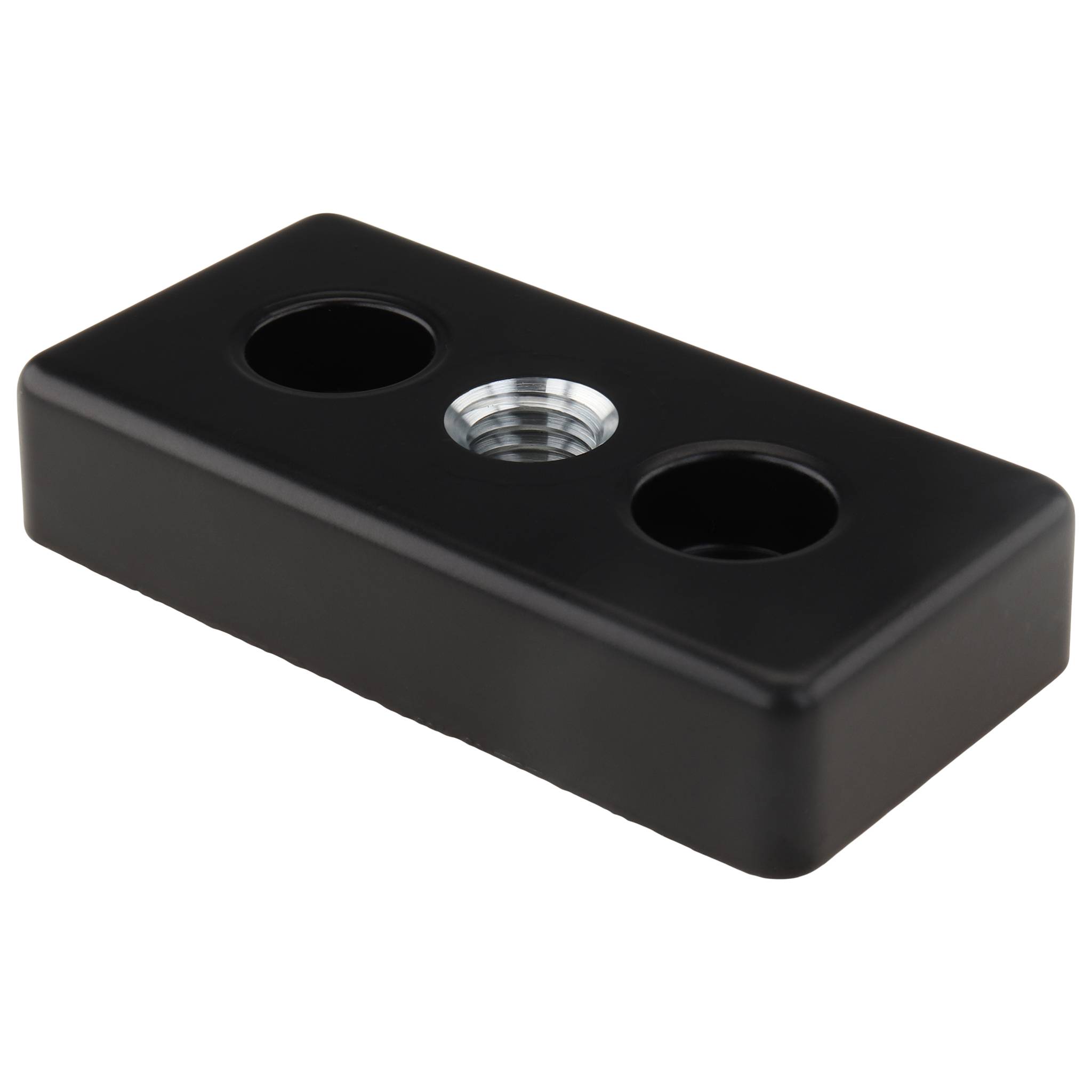 Platte, Transport- und Fußplatte M12, 40x80x16, Zink-Druckguß, pulverbeschichtet, schwarz