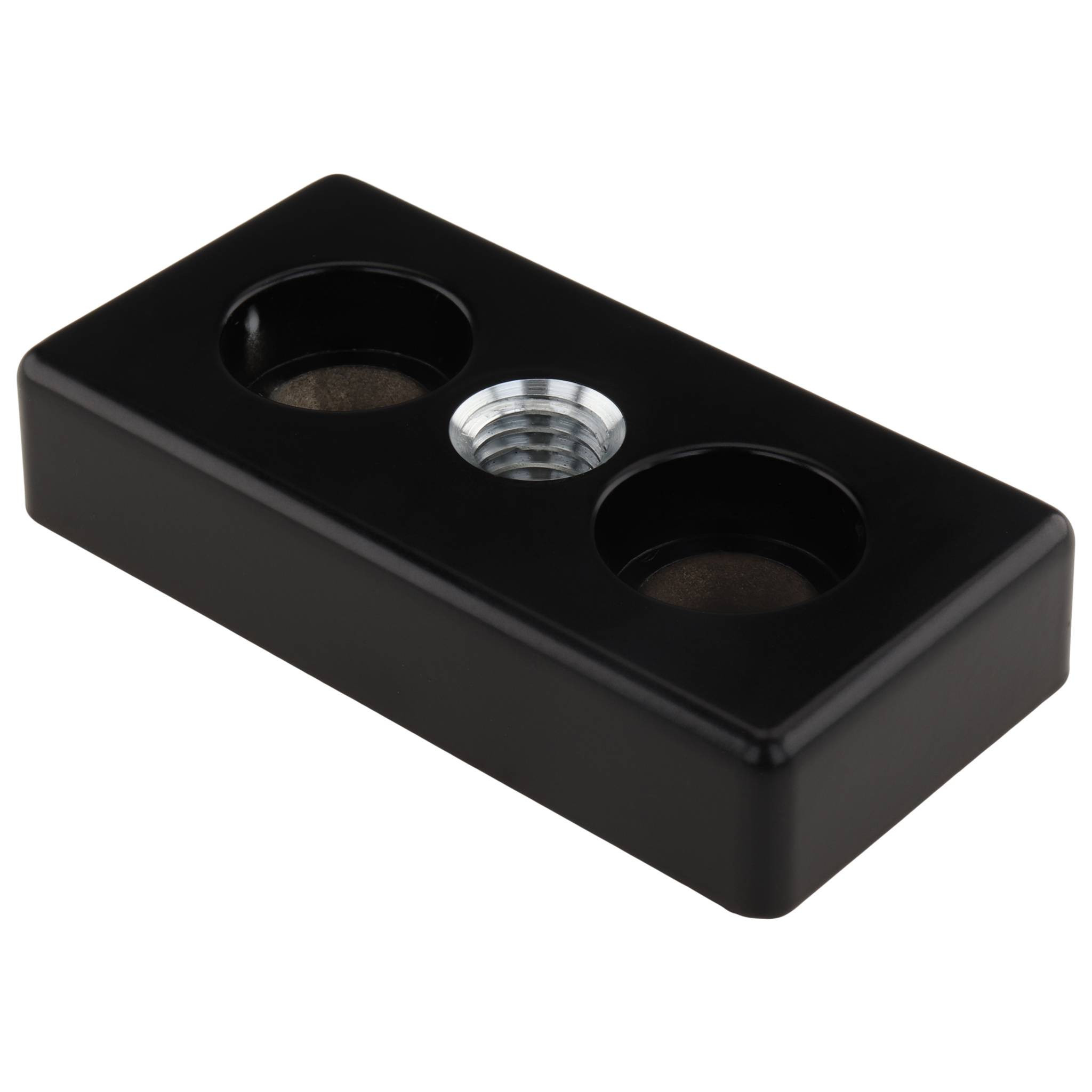 Platte, Transport- und Fußplatte M12, 40x80x16, Zink-Druckguß, pulverbeschichtet, schwarz