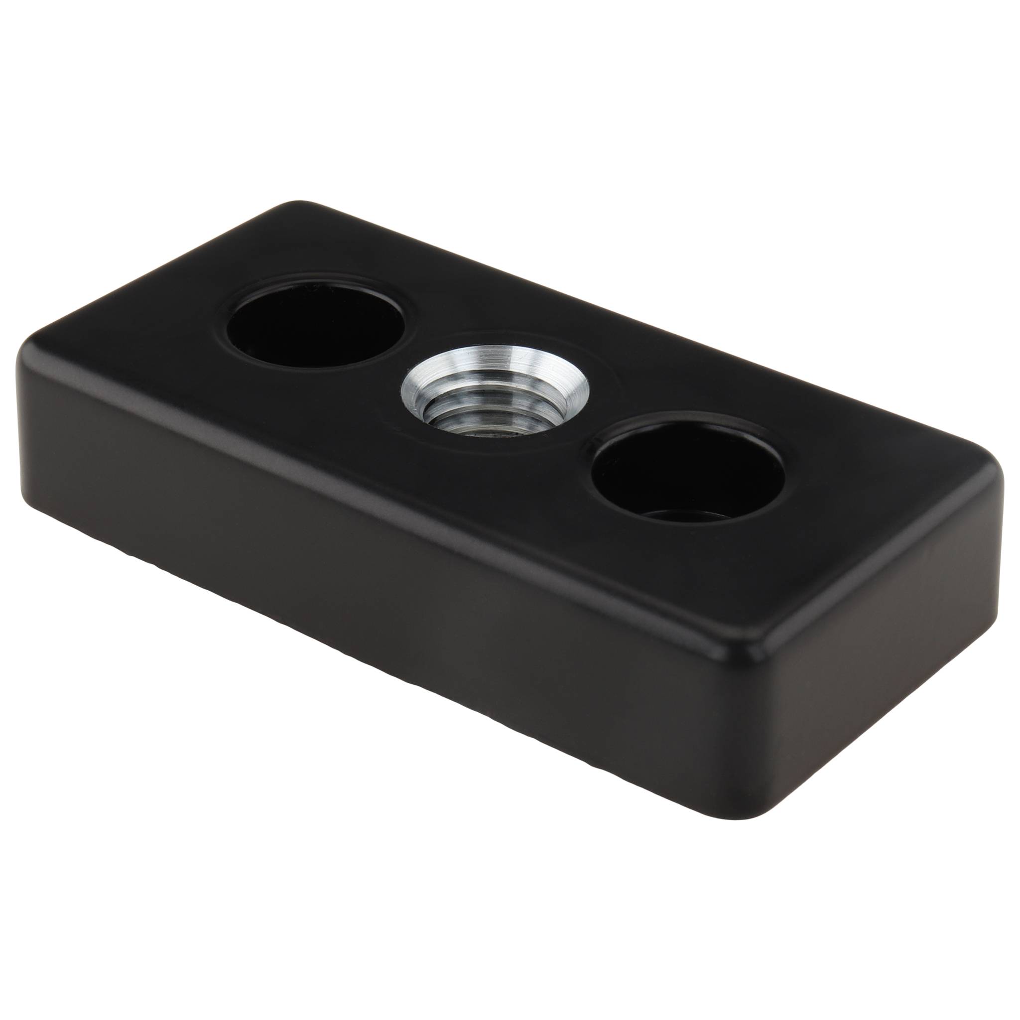 Platte, Transport- und Fußplatte M14, 40x80x16, Zink-Druckguß, pulverbeschichtet, schwarz