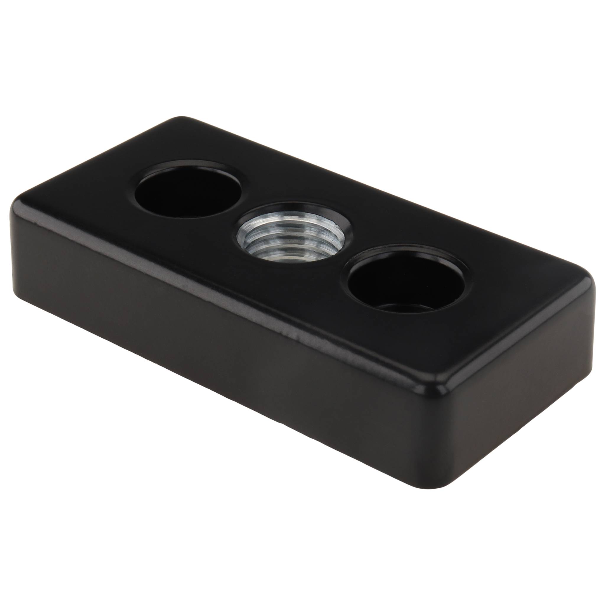 Platte, Transport- und Fußplatte M16, 40x80x16, Zink-Druckguß, pulverbeschichtet, schwarz