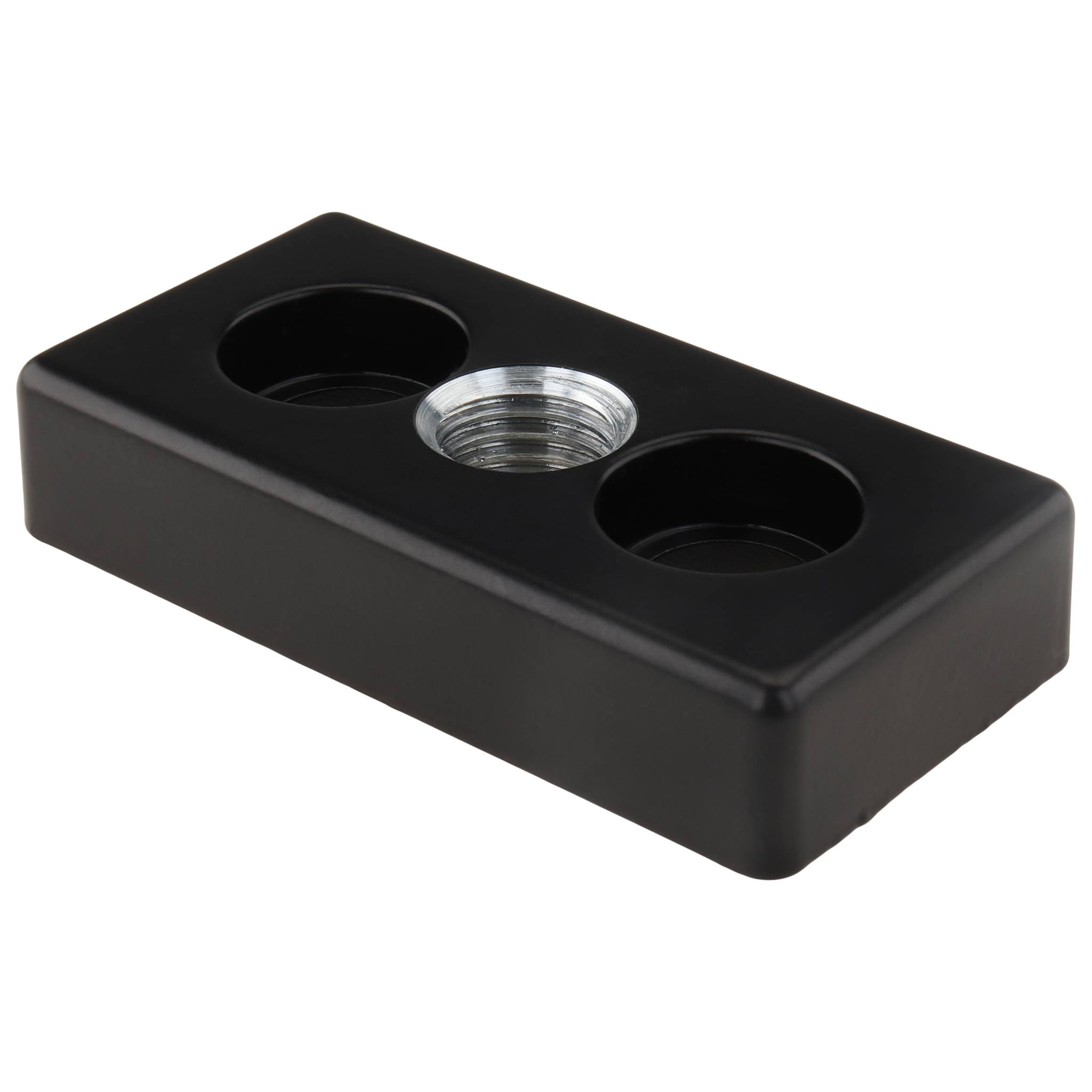 Platte, Transport- und Fußplatte M16, 40x80x16, Zink-Druckguß, pulverbeschichtet, schwarz