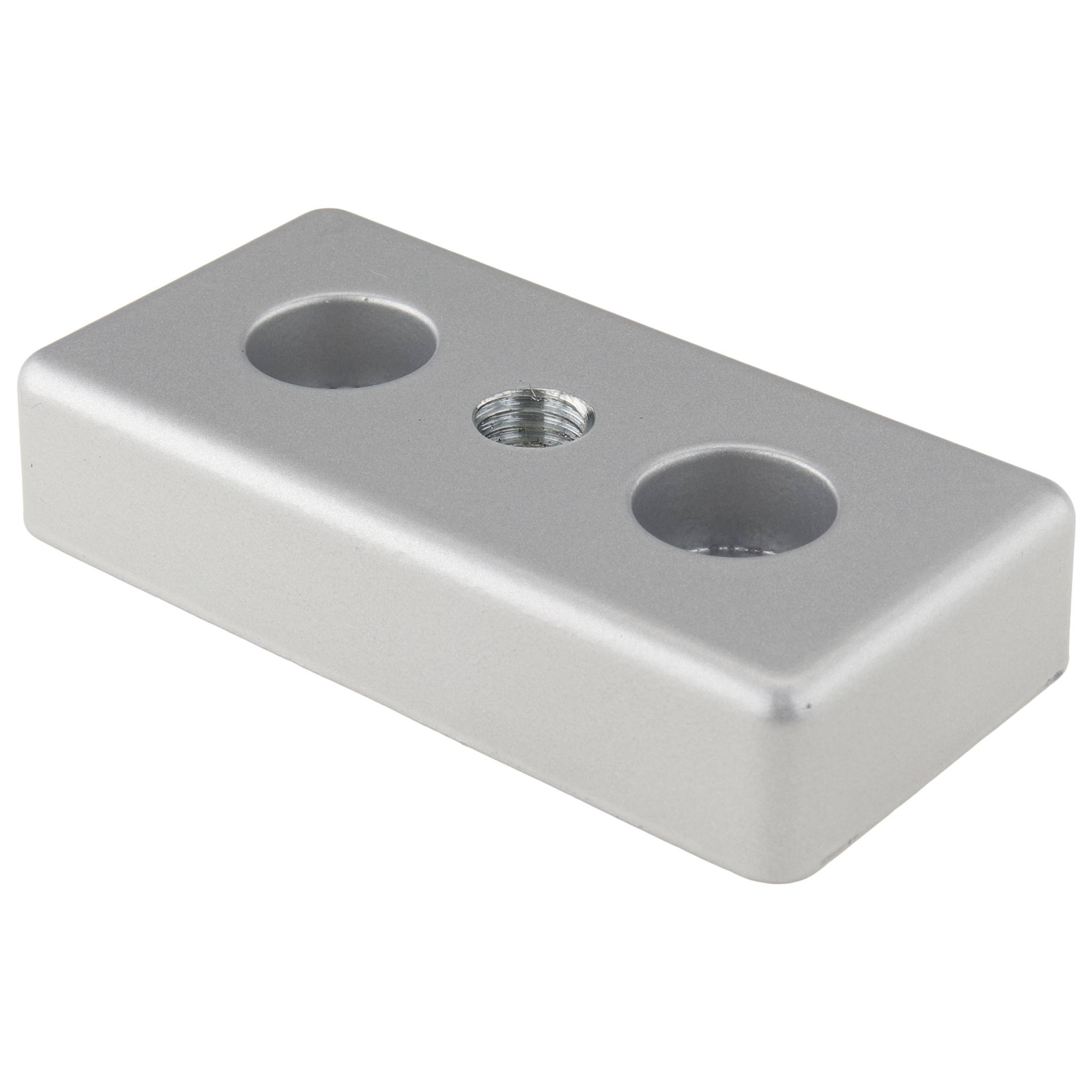 Platte, Transport- und Fußplatte M10, 40x80x16, Zink-Druckguß, pulverbeschichtet, alufarbig