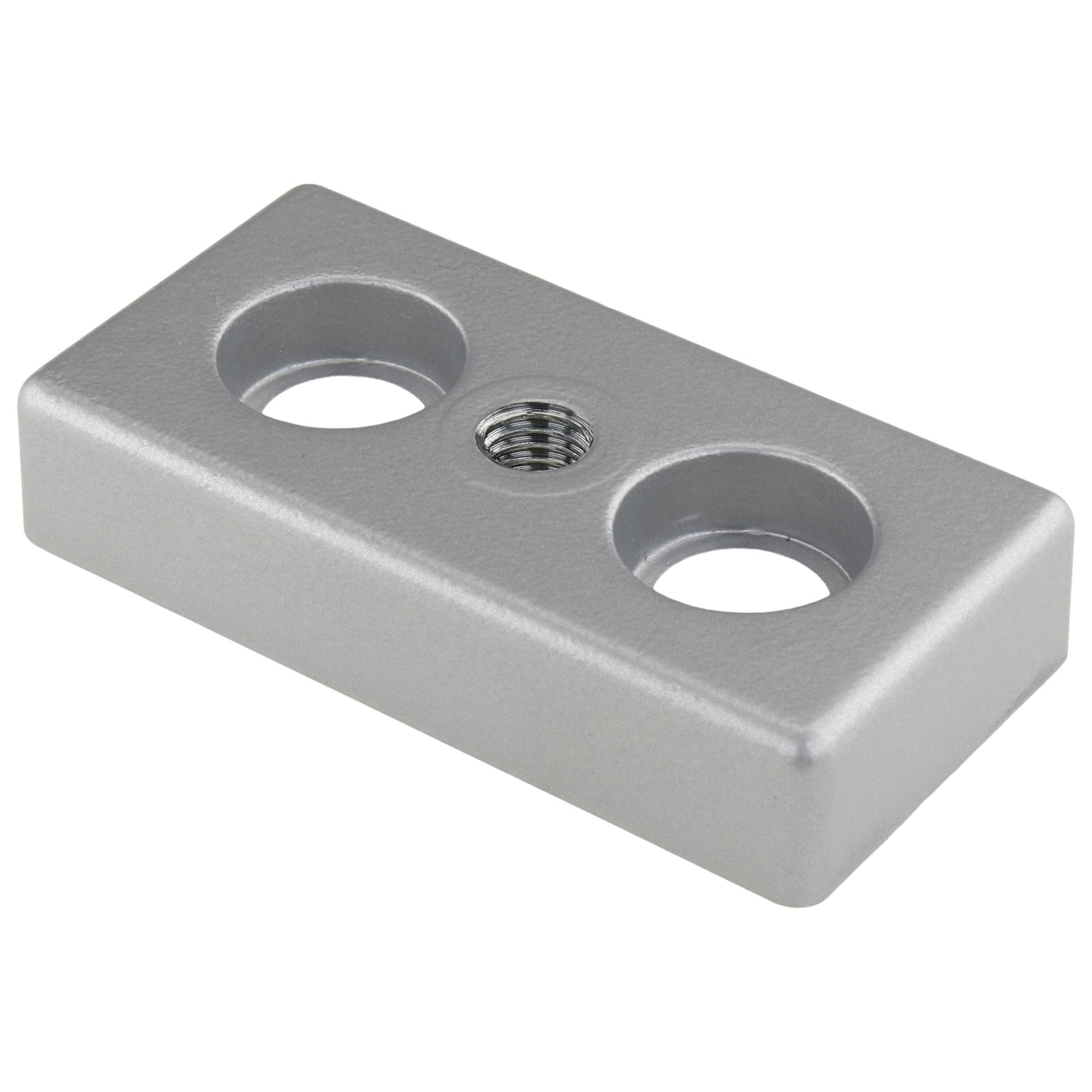 Platte, Transport- und Fußplatte M10, 40x80x16, Zink-Druckguß, pulverbeschichtet, alufarbig