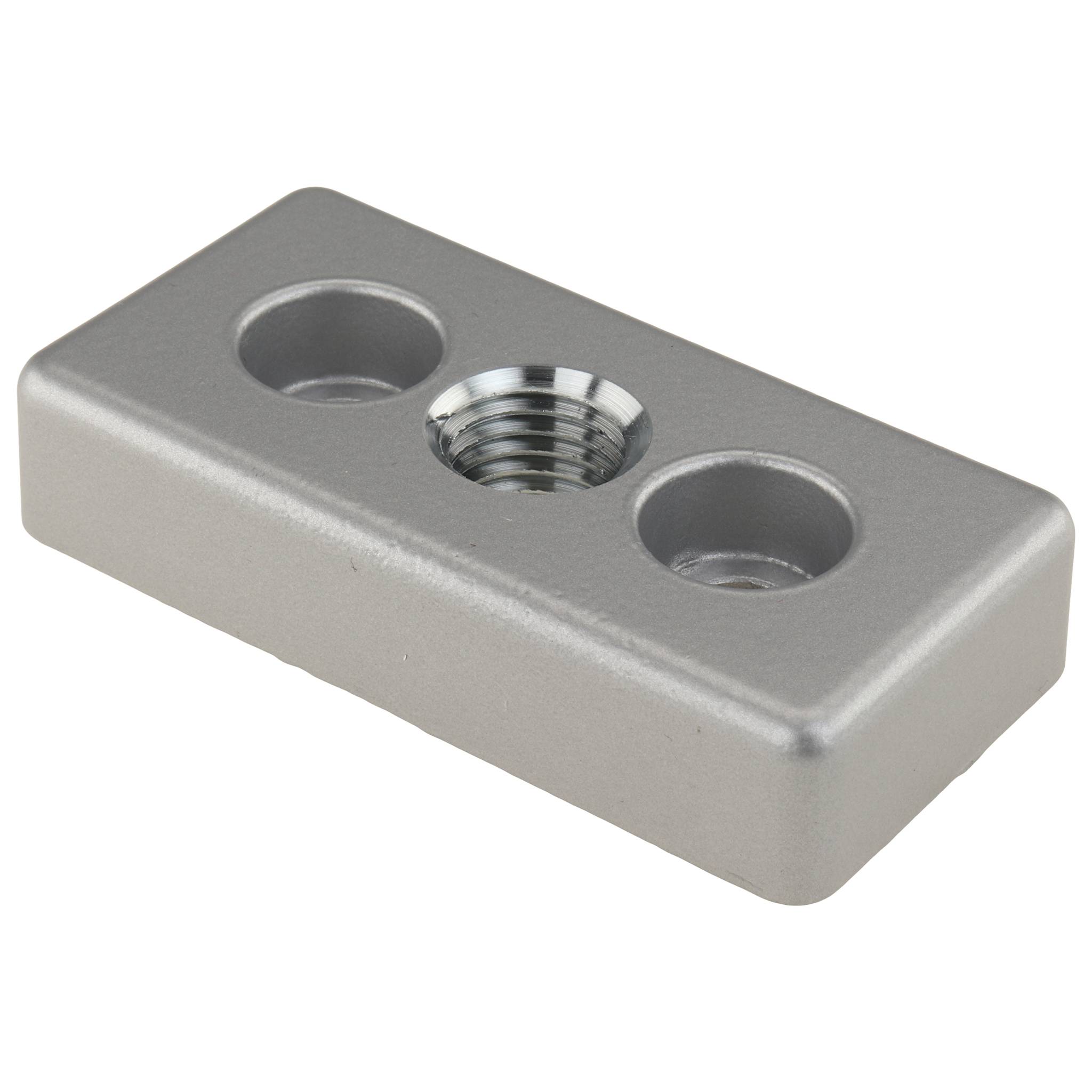 Platte, Transport- und Fußplatte M16, 40x80x16, Zink-Druckguß, pulverbeschichtet, alufarbig