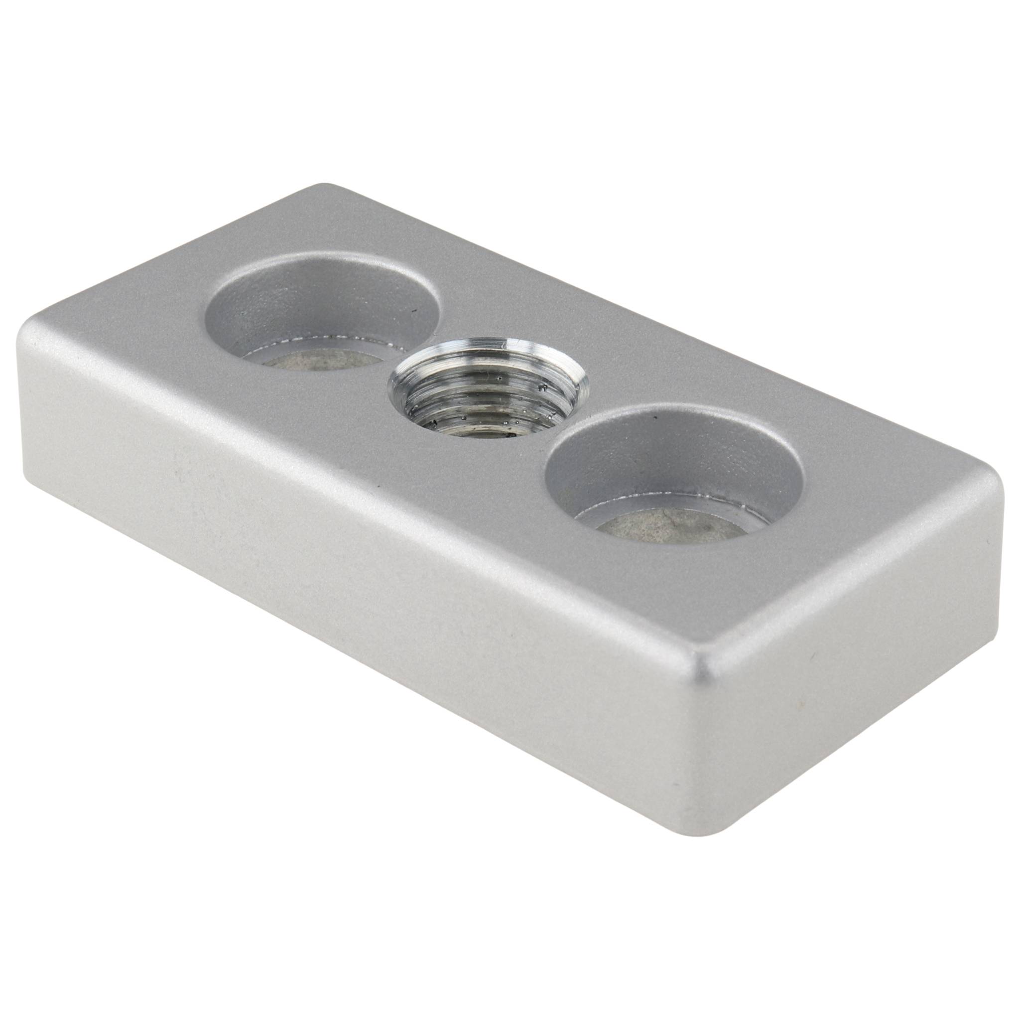 Platte, Transport- und Fußplatte M16, 40x80x16, Zink-Druckguß, pulverbeschichtet, alufarbig