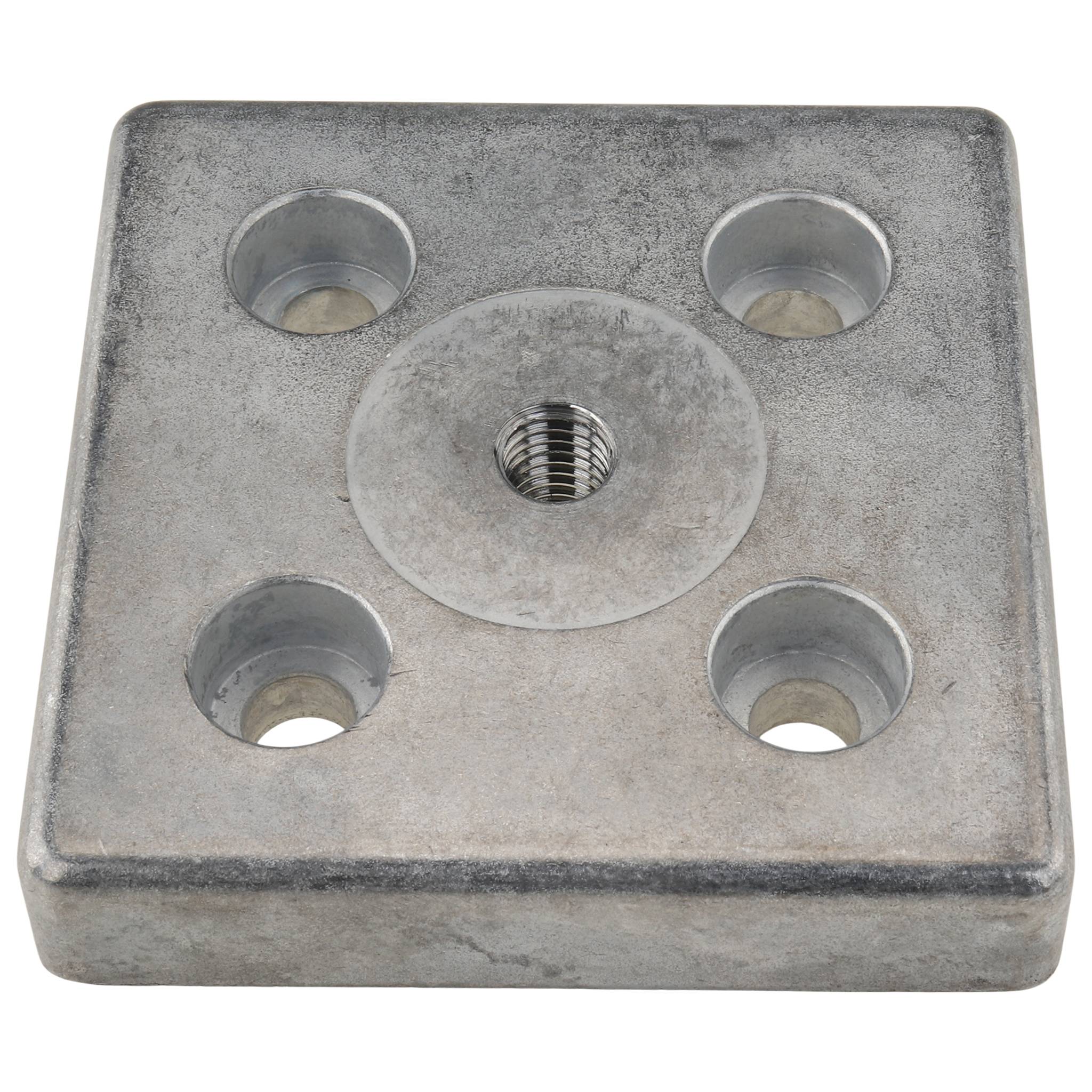 Platte, Transport- und Fußplatte M10, 80x80x16, Zink-Druckguß, blank