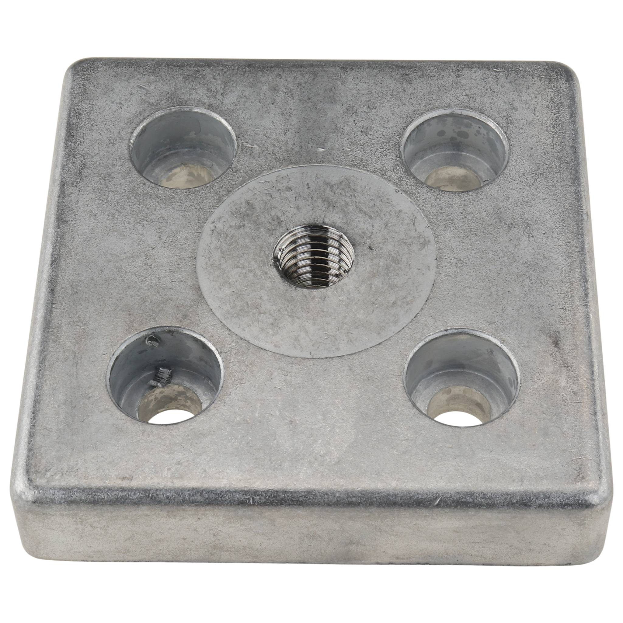 Platte, Transport- und Fußplatte M12, 80x80x16, Zink-Druckguß, blank