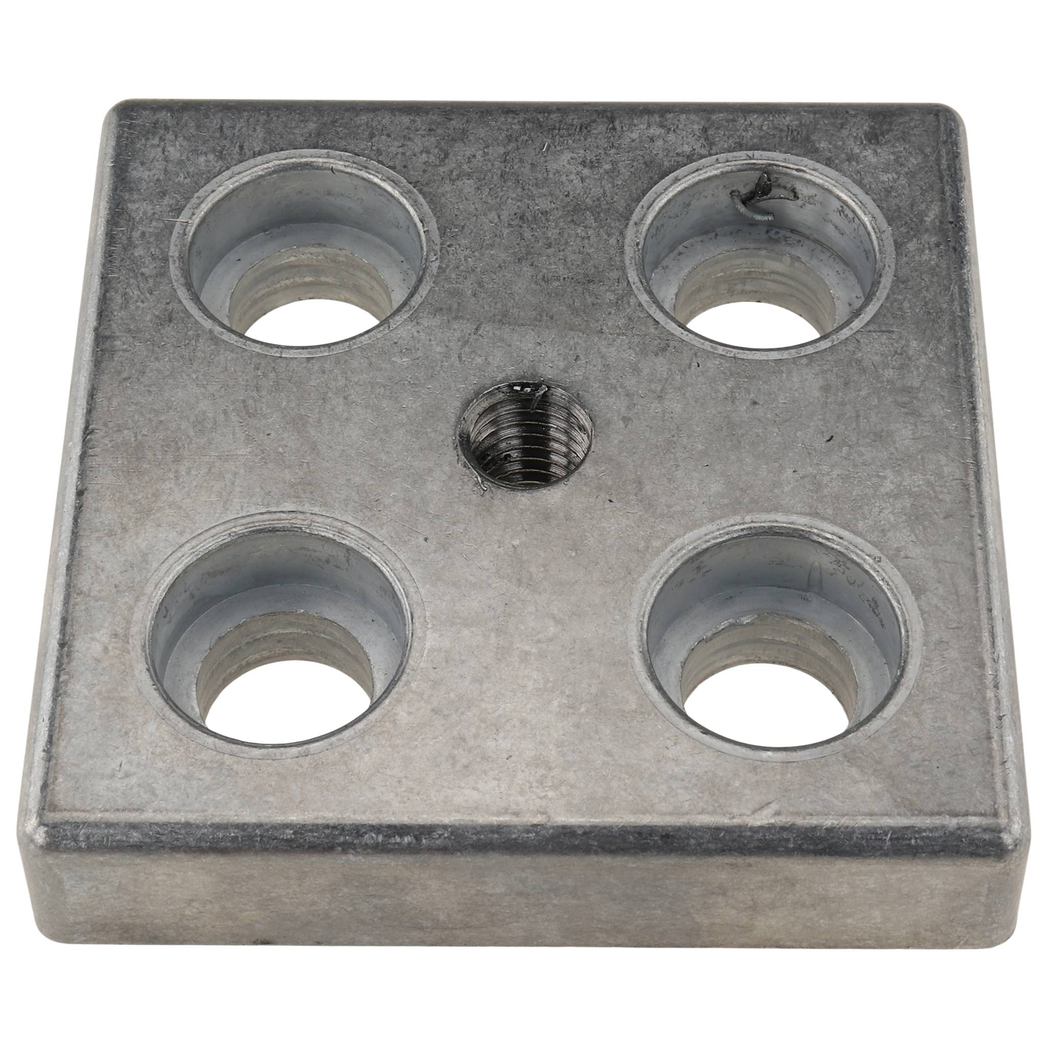 Platte, Transport- und Fußplatte M12, 80x80x16, Zink-Druckguß, blank